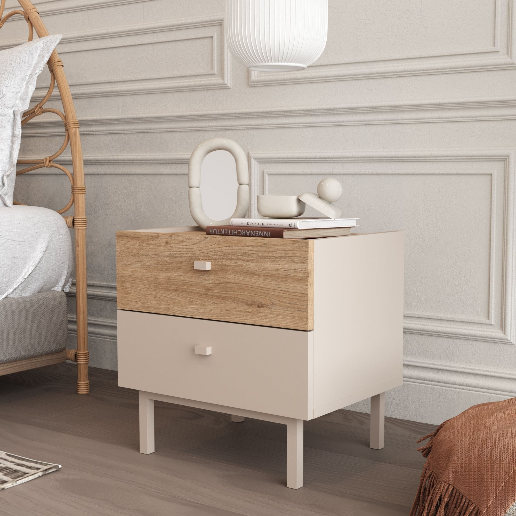 Noptiera Luke - LK1-CS, 47,9 x 47 x 36,8 cm, sand stejar, PAL melaminat — imaginea 5