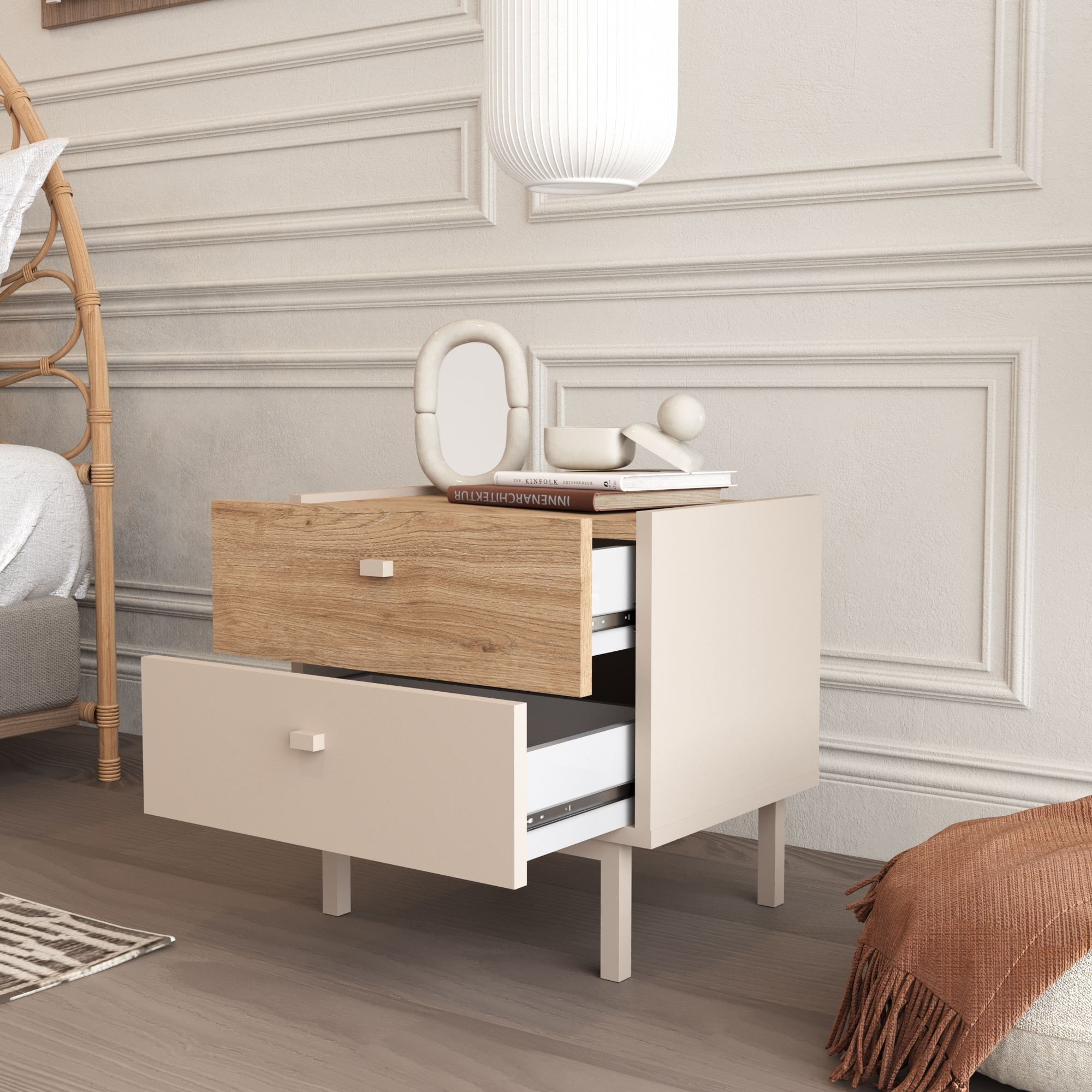 Noptiera Luke - LK1-CS, 47,9 x 47 x 36,8 cm, sand stejar, PAL melaminat — imaginea 6