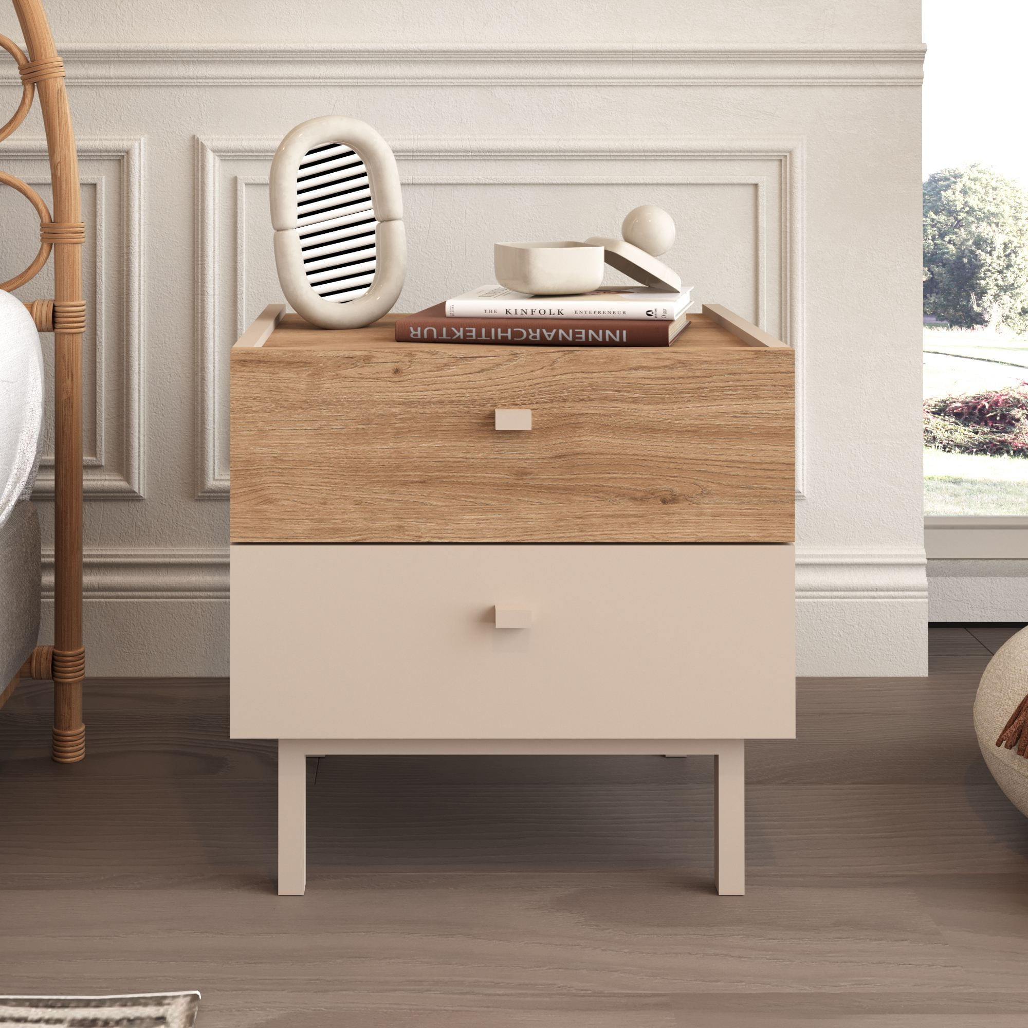 Noptiera Luke - LK1-CS, 47,9 x 47 x 36,8 cm, sand stejar, PAL melaminat — imaginea 7