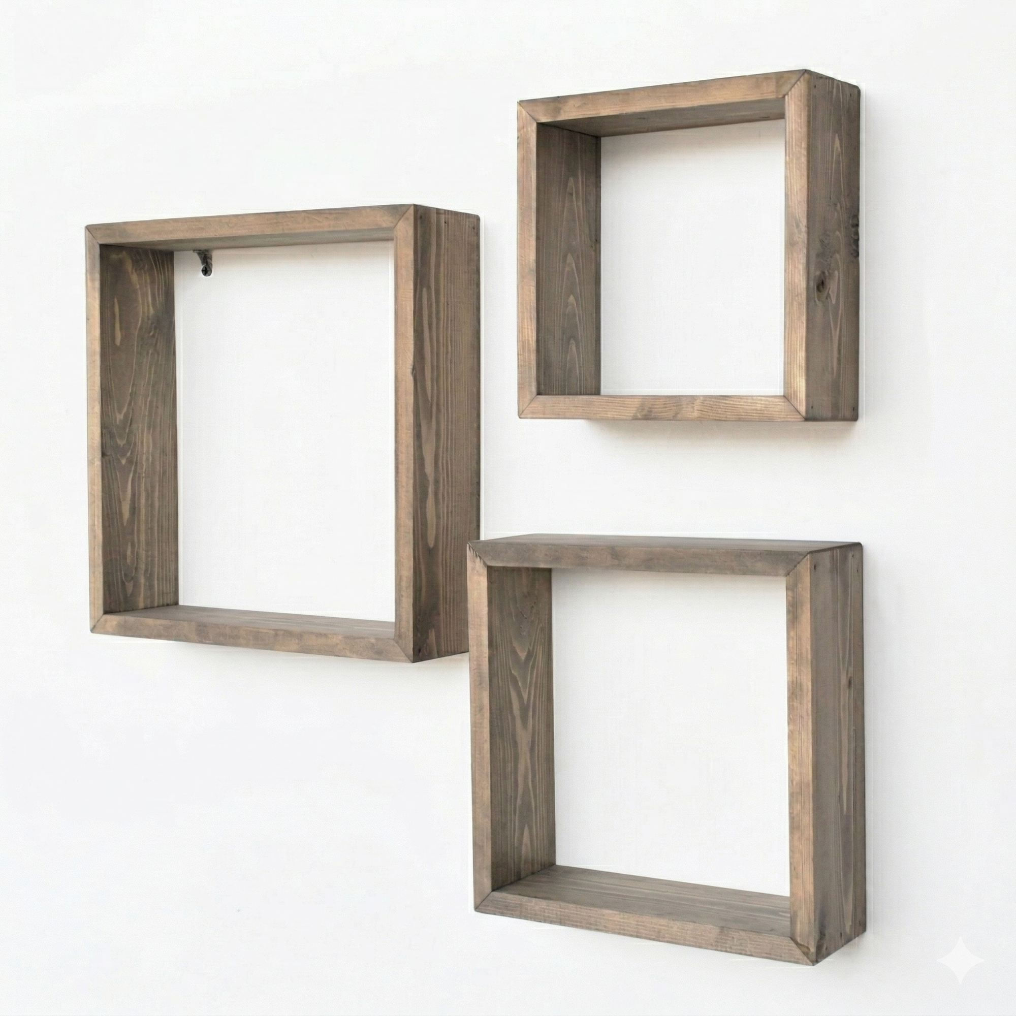 Raft decorativ de perete din lemn R-Raf349, 35 x 35 x 9 cm, lemn natur, lemn, design modern — imaginea 2