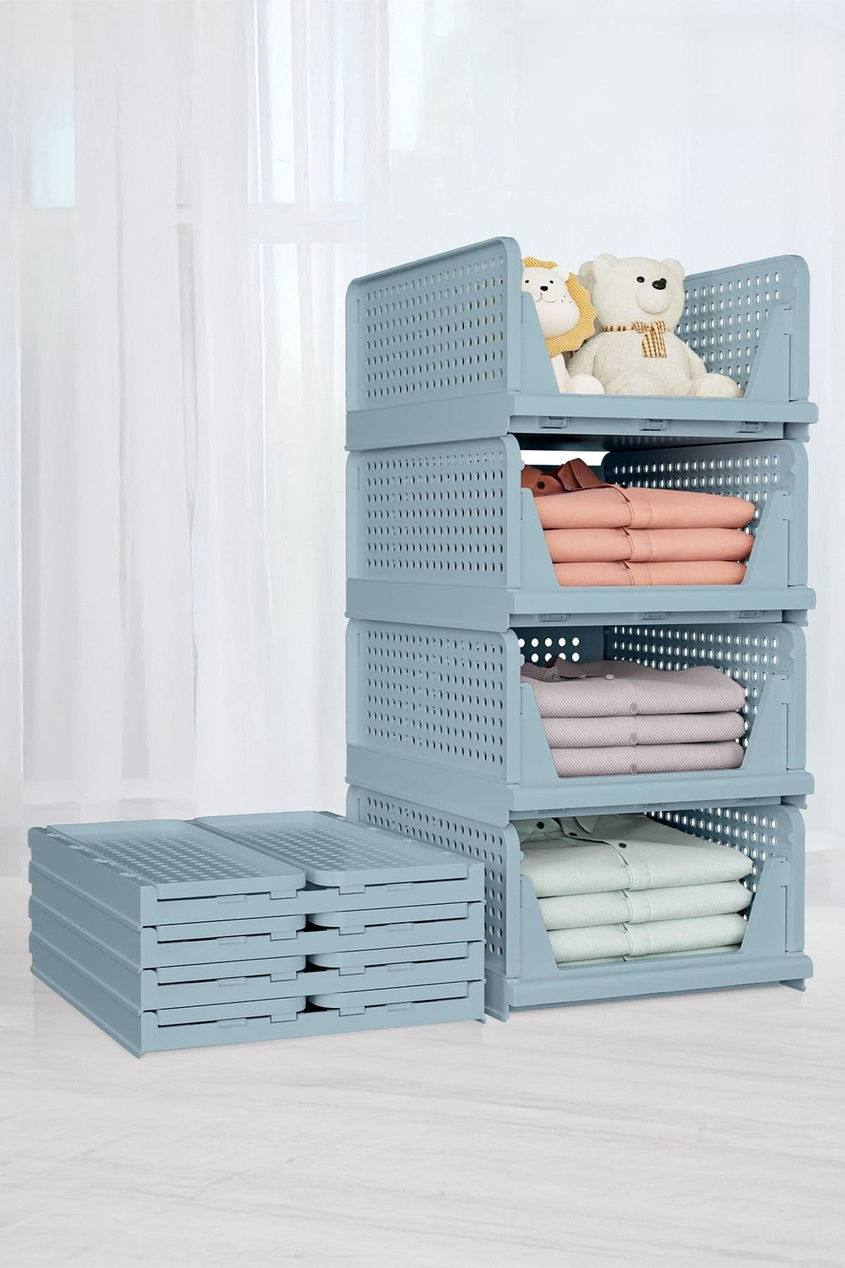 Raft multifunctional Lavine, 33, 5 x 55, 5 x 43 cm, albastru pastel, design modern, baby albastru — imaginea 7