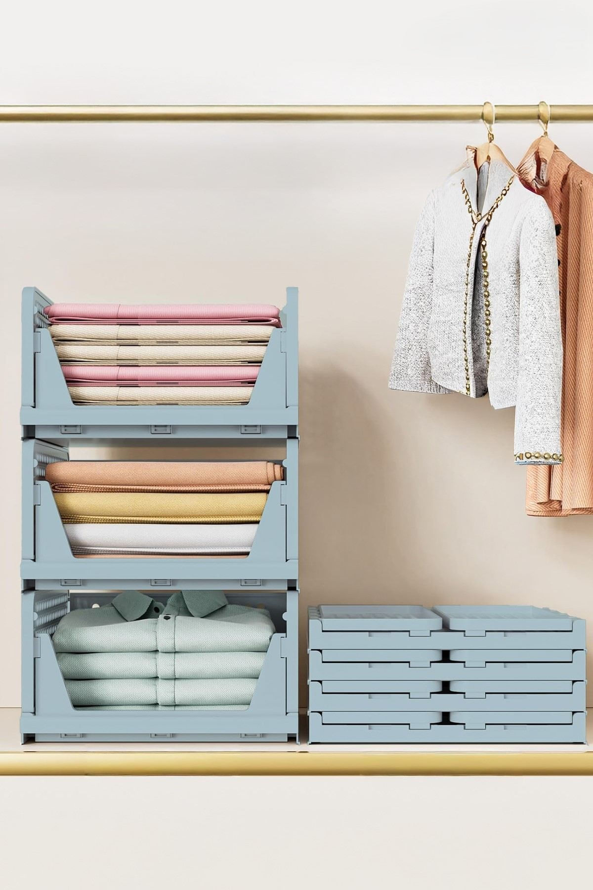 Raft multifunctional Lavine, 33, 5 x 55, 5 x 43 cm, albastru pastel, design modern, baby albastru — imaginea 10