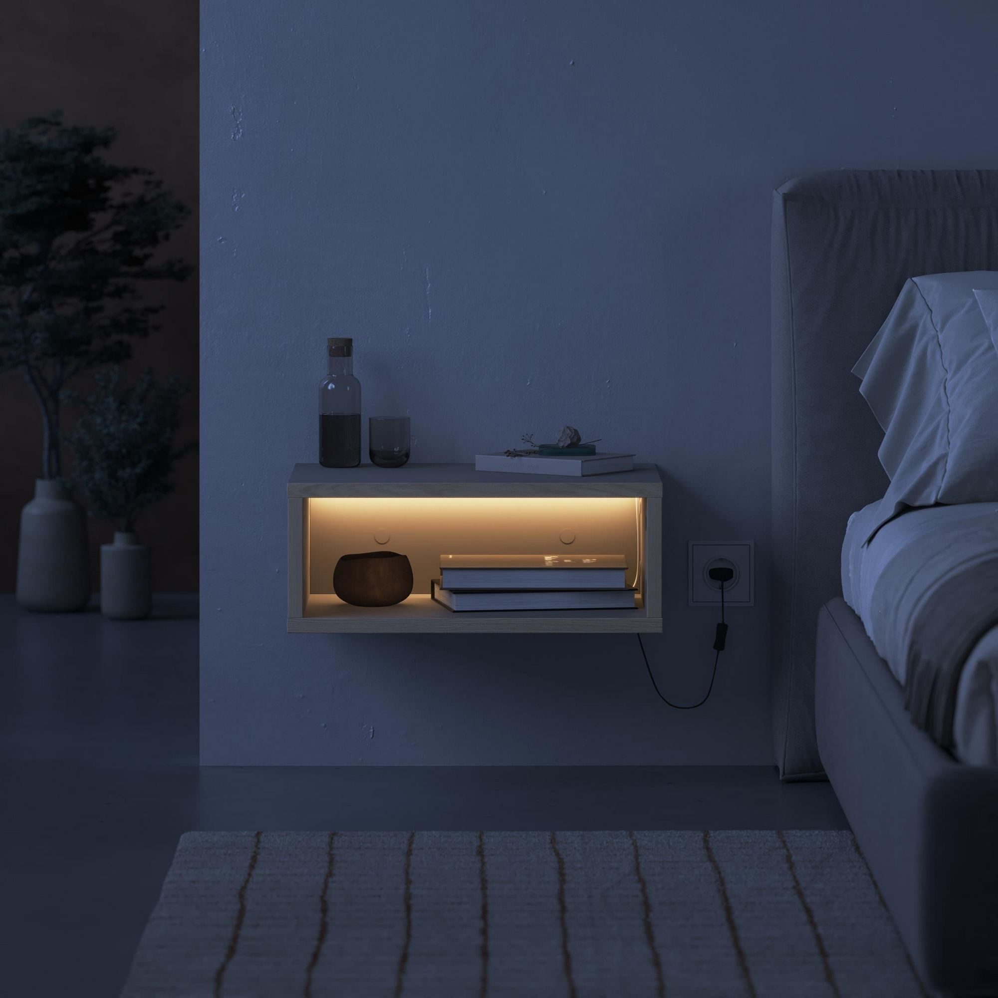 Noptiera Brik, 45 x 18 x 30 cm, bej nisip, PAL melaminat, fixare pe perete, sandstone — imaginea 3