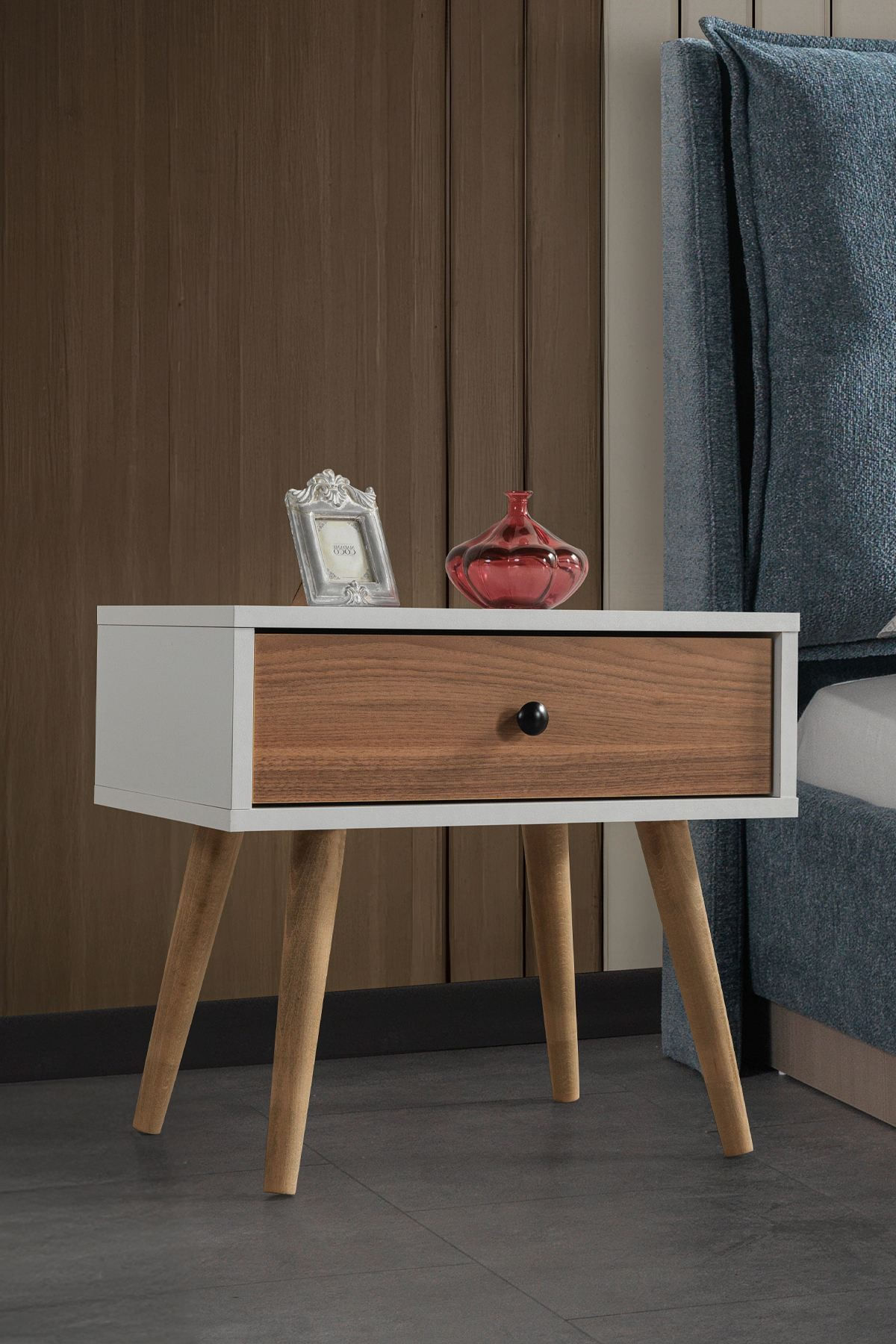 Noptiera Vita 5104, 55 x 49 x 55 cm, alb nuc, PAL melaminat — imaginea 4