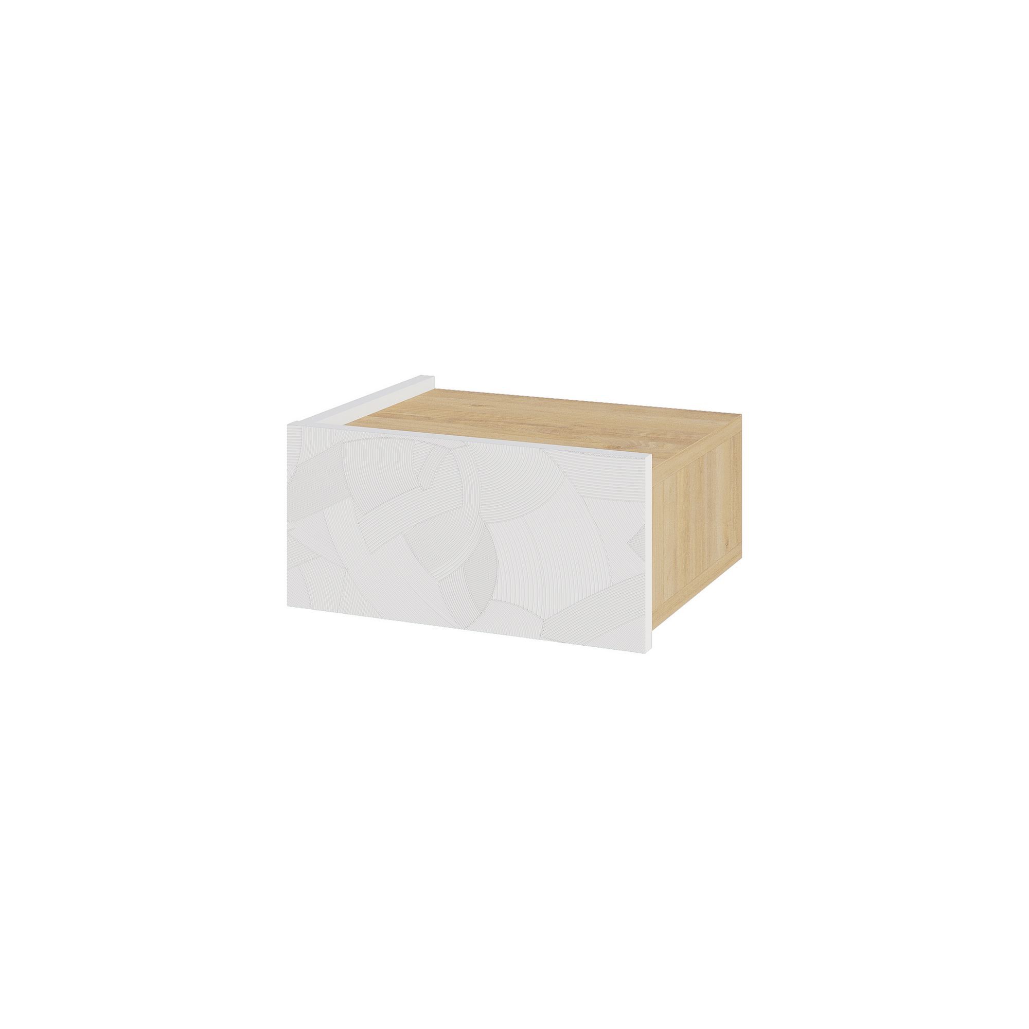 Noptiera Onda, 38, 4 x 18, 5 x 31 cm, PAL melaminat, fixare pe perete, alb / stejar — imaginea 3