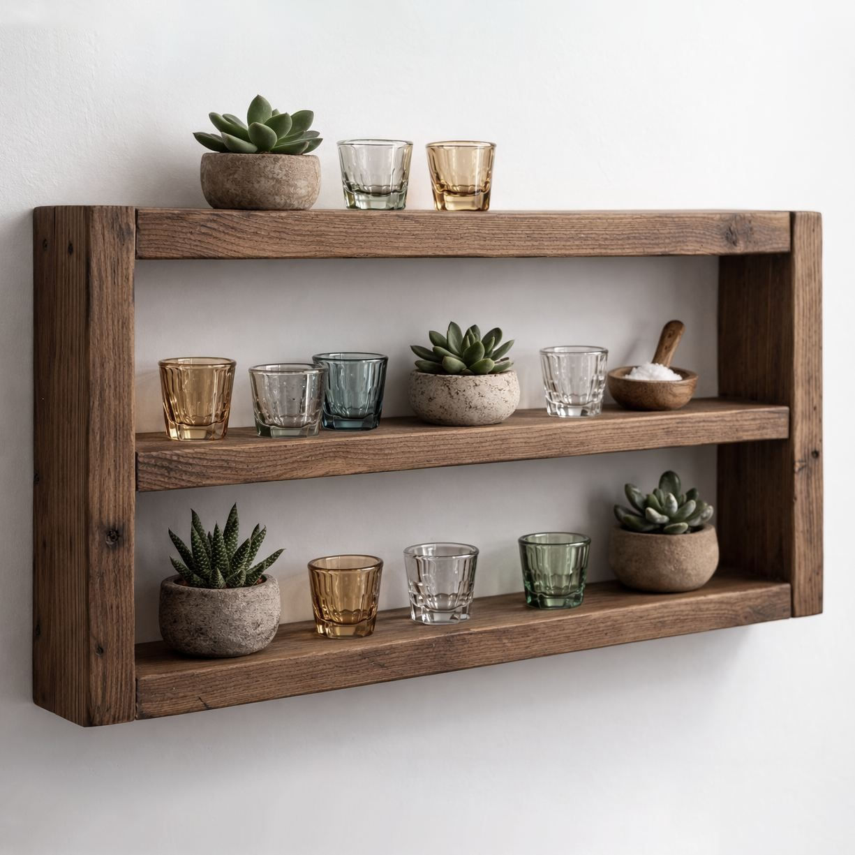 Raft decorativ de perete din lemn R-Raf316, 40 x 30 x 7 cm, lemn natur, lemn, design modern — imaginea 2