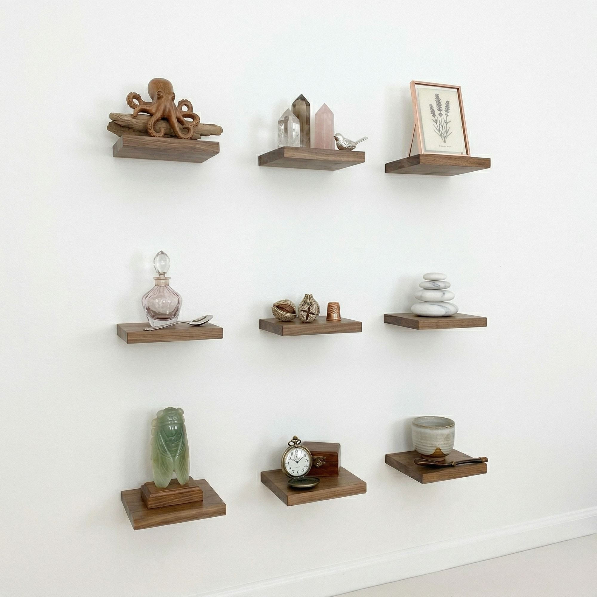 Raft decorativ de perete din lemn R-Raf319, 14 x 14 x 14 cm, lemn natur, lemn, design modern — imaginea 4