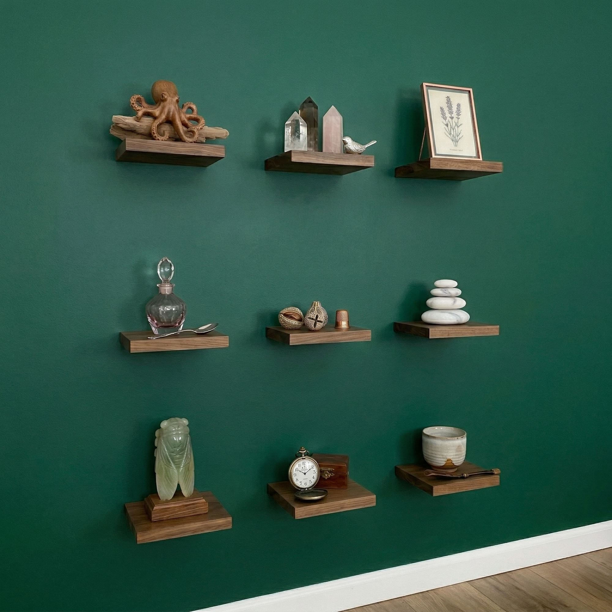 Raft decorativ de perete din lemn R-Raf319, 14 x 14 x 14 cm, lemn natur, lemn, design modern — imaginea 5