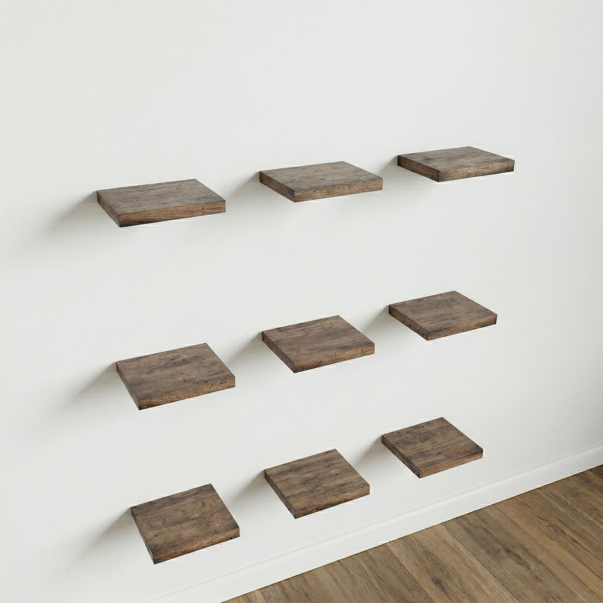 Raft decorativ de perete din lemn R-Raf319, 14 x 14 x 14 cm, lemn natur, lemn, design modern — imaginea 6