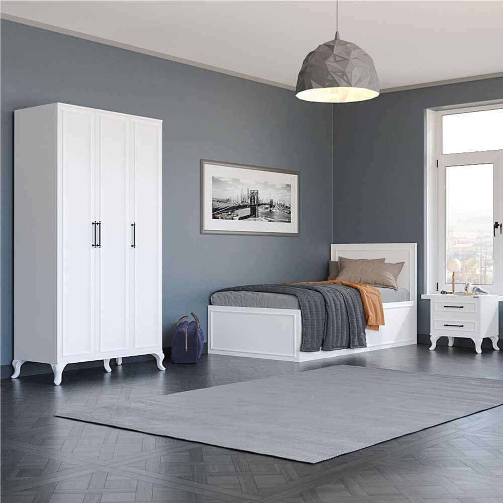 Noptiera Kmd-1002-Dd-1, 51 x 53 x 40 cm, alb, PAL melaminat — imaginea 3