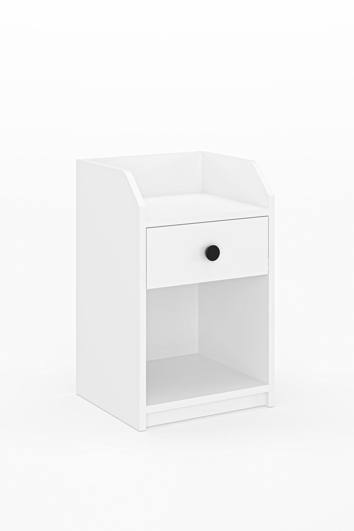 Noptiera Urartu, 40 x 63 x 36 cm, alb, PAL melaminat — imaginea 2