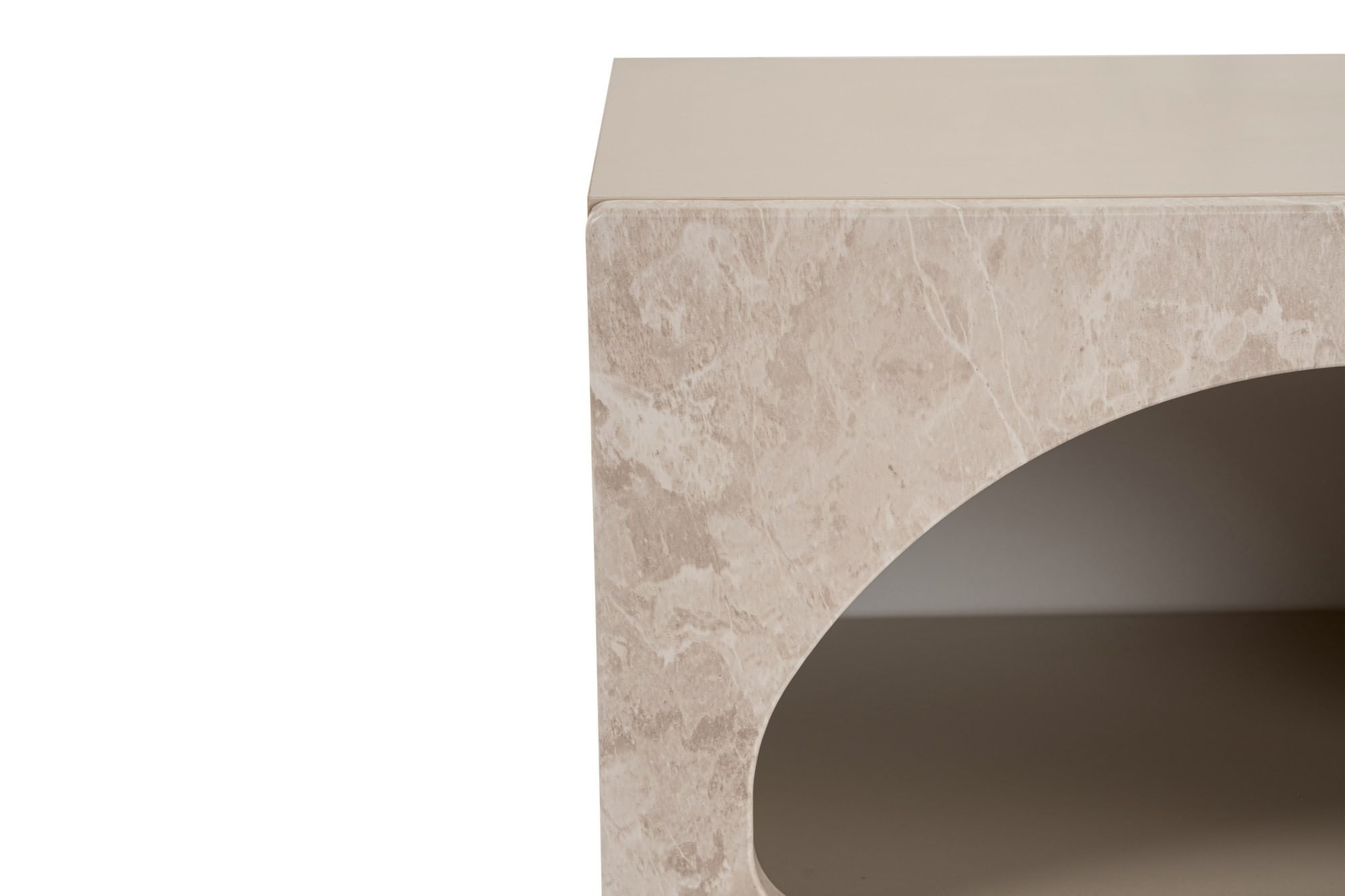 Noptiera Lorin, 50 x 50 x 40 cm, traverten marmura bej nisip, PAL melaminat, traverten marble / sandstone — imaginea 2