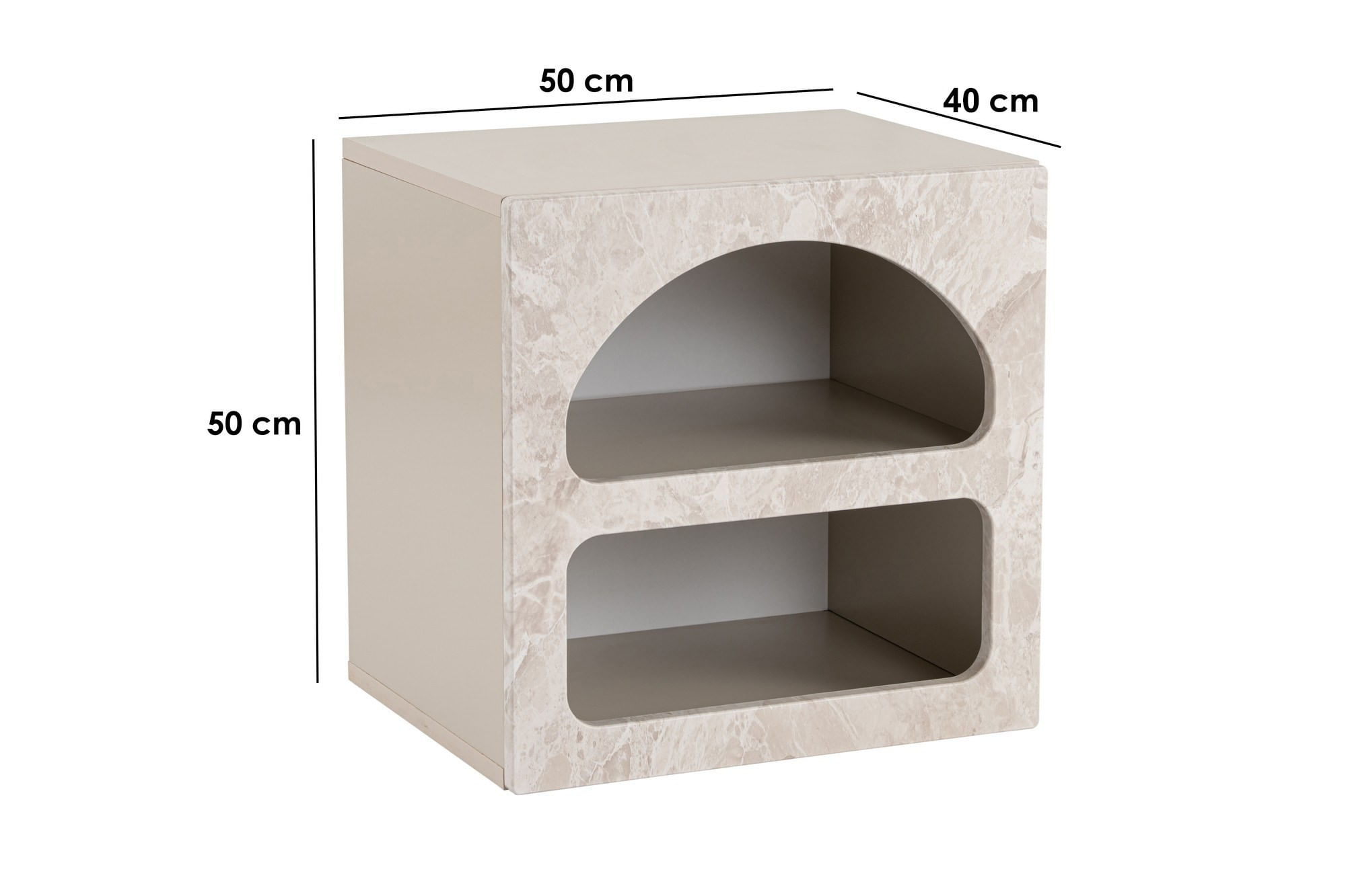Noptiera Lorin, 50 x 50 x 40 cm, traverten marmura bej nisip, PAL melaminat, traverten marble / sandstone — imaginea 9