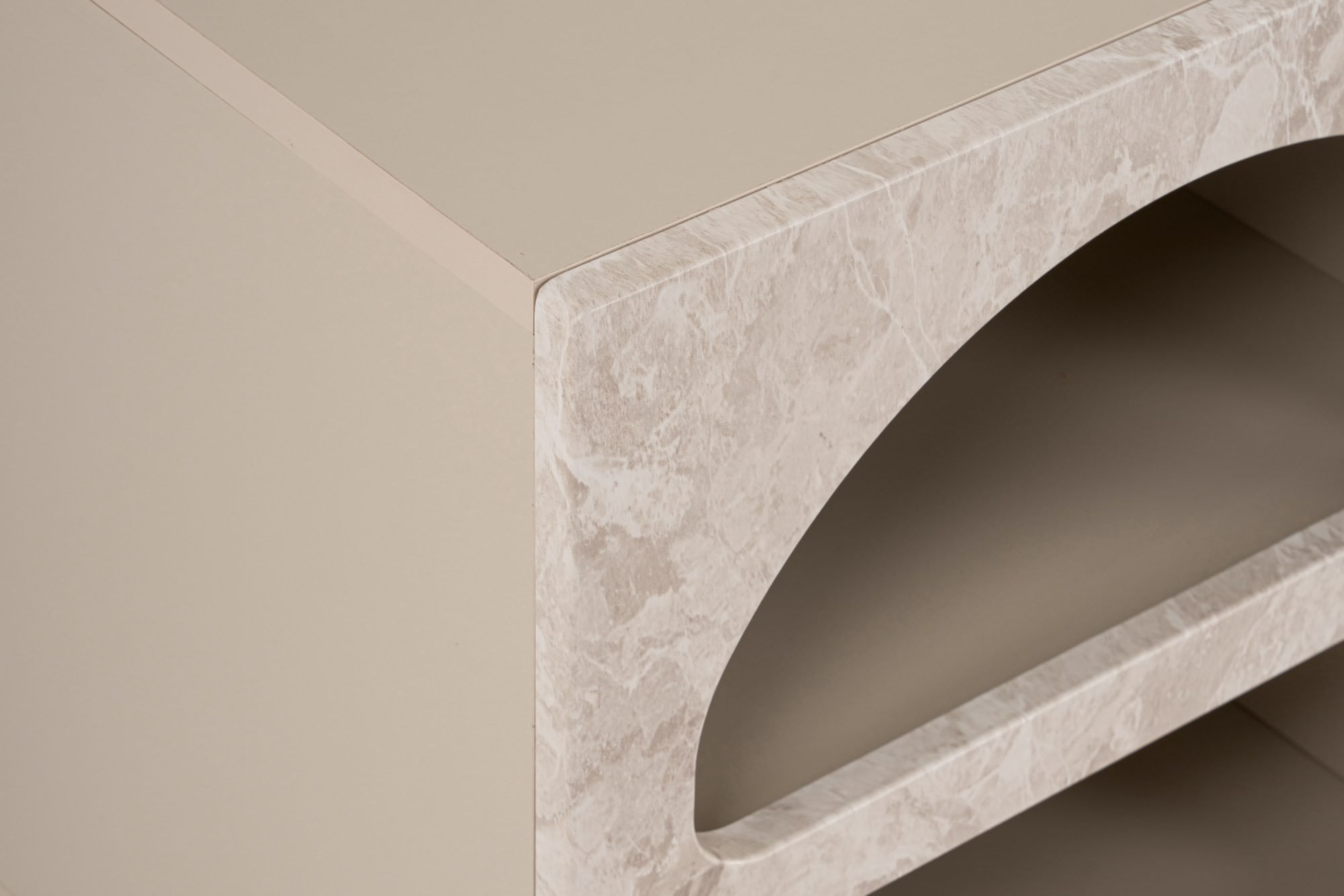 Noptiera Lorin, 50 x 50 x 40 cm, traverten marmura bej nisip, PAL melaminat, traverten marble / sandstone — imaginea 11