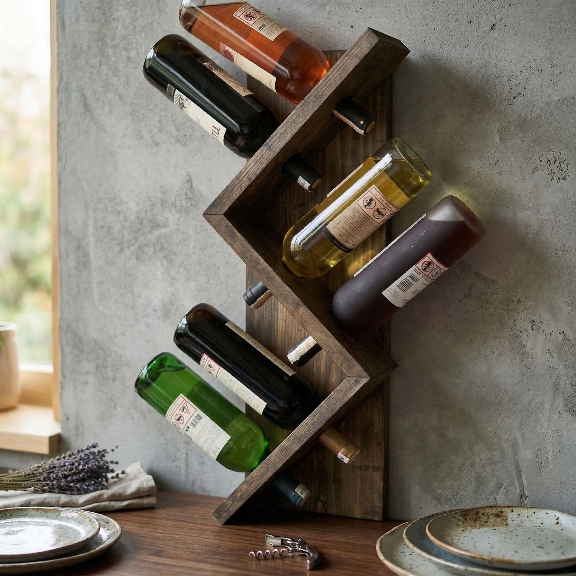 Raft decorativ de perete din lemn Raf337, 25 x 60 x 12 cm, lemn natur, lemn, design modern — imaginea 5
