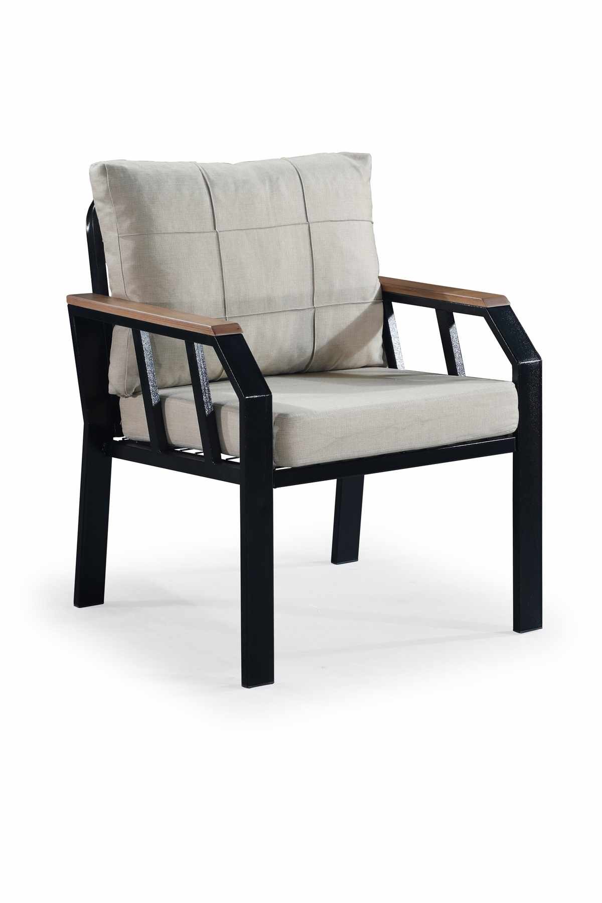 Set lounge gradina Nergiz 2+1+1 - bej bej bej mink, 120 x 78 x 58 cm, metal, bej mink — imaginea 3