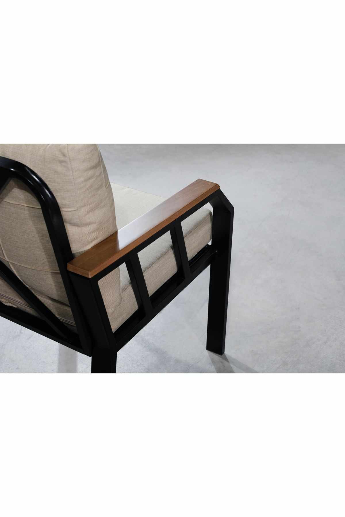 Set lounge gradina Nergiz 2+1+1 - bej bej bej mink, 120 x 78 x 58 cm, metal, bej mink — imaginea 6