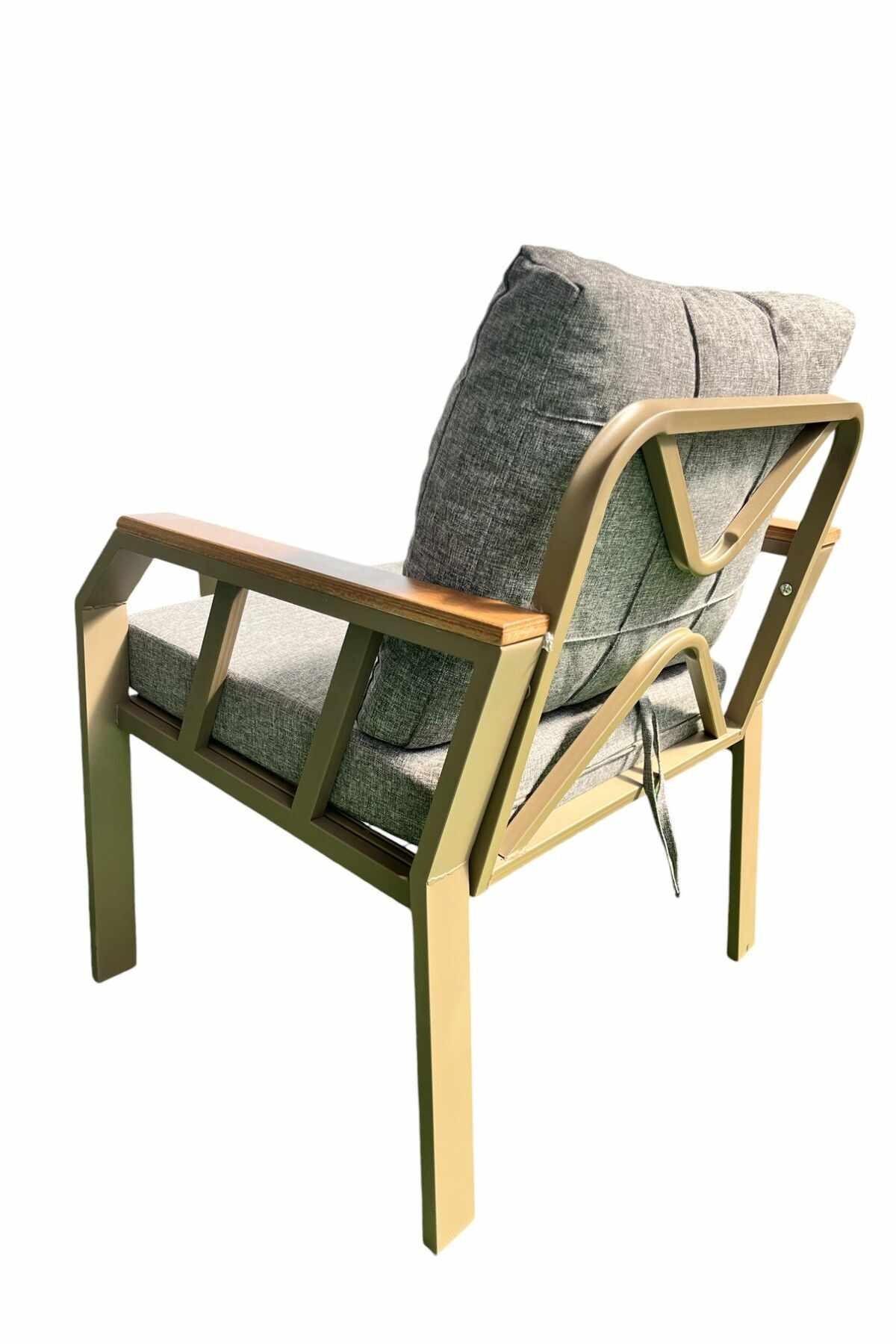 Set lounge gradina Nergiz 2+1+1 - Honey Bubble, 120 x 78 x 58 cm, metal, honey / gri — imaginea 3