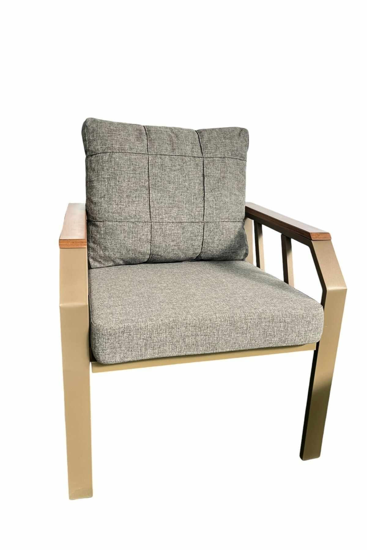 Set lounge gradina Nergiz 2+1+1 - Honey Bubble, 120 x 78 x 58 cm, metal, honey / gri — imaginea 6