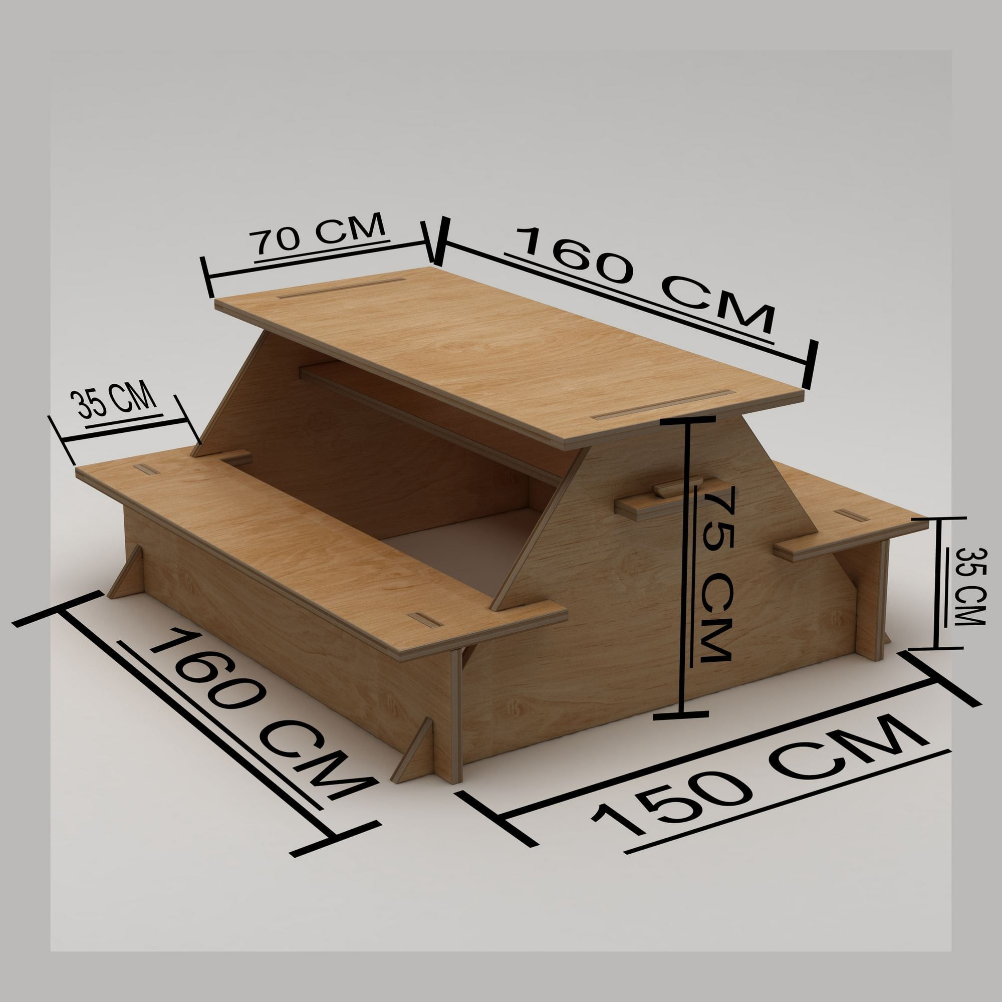 Masa Tela, 160 x 75 x 150 cm, natural lemn, lemn, capacitate 300 kg — imaginea 4