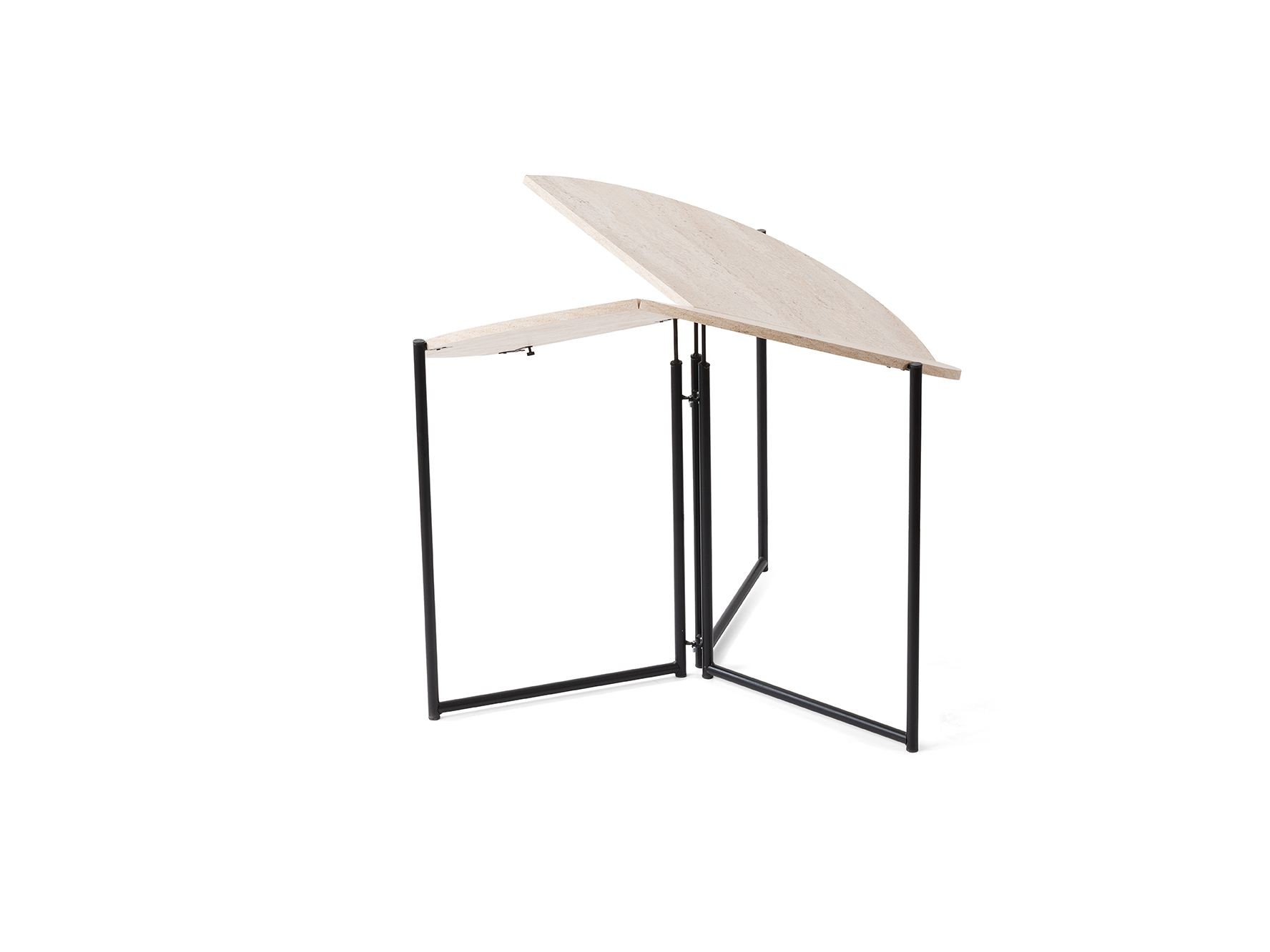 Masa dining Yaprak, 100 x 72 x 100 cm, travertin negru, PAL melaminat, capacitate 19 kg — imaginea 9