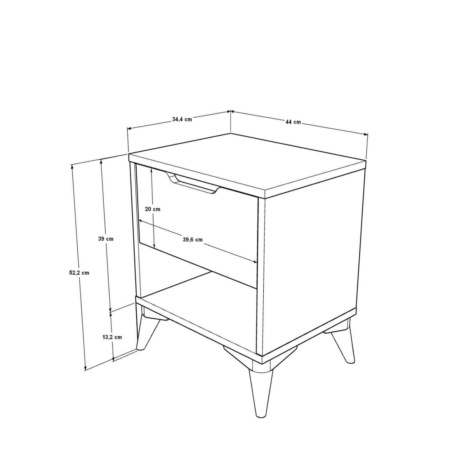 Noptiera Vel3-S, 44 x 52,2 x 34,4 cm, stejar, PAL melaminat — imaginea 3
