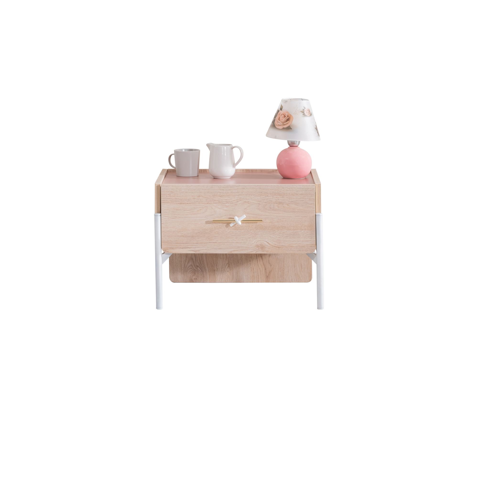 Noptiera Rosetta, 54 x 40 x 42 cm, maro roz, PAL melaminat — imaginea 2