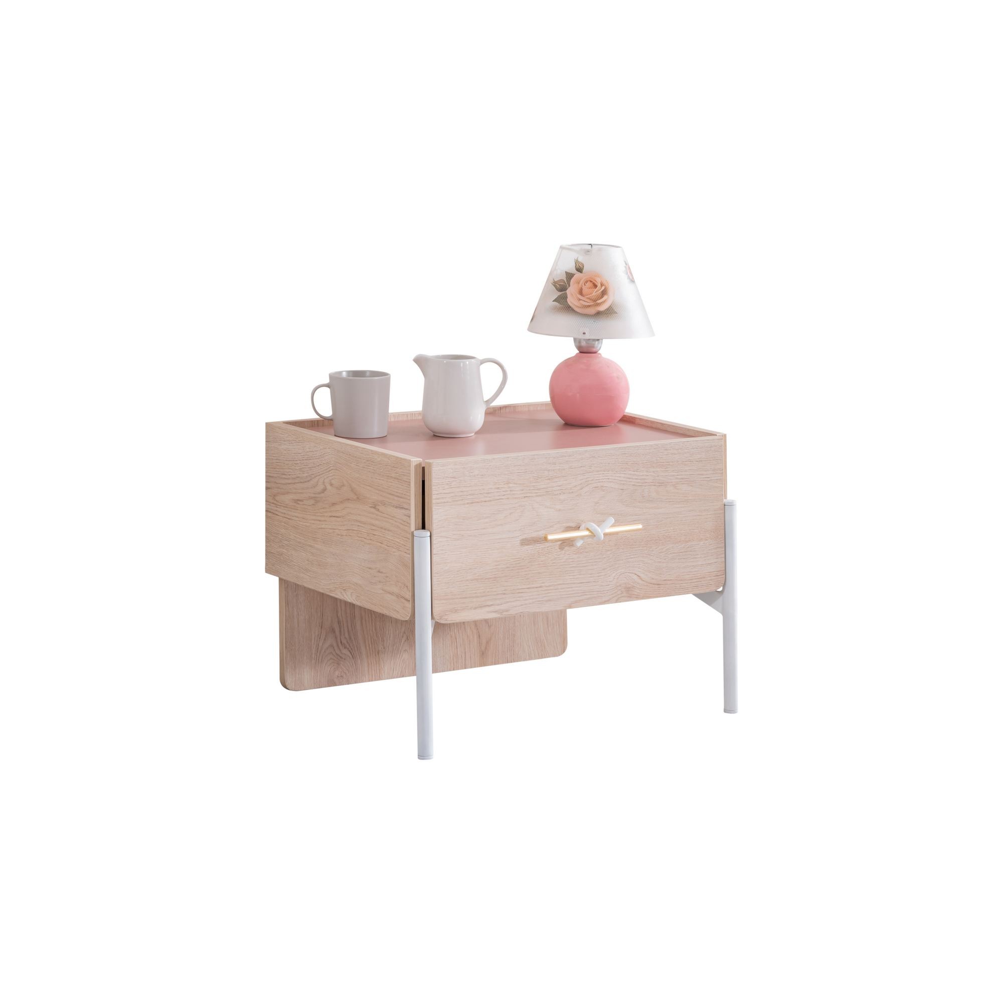Noptiera Rosetta, 54 x 40 x 42 cm, maro roz, PAL melaminat — imaginea 5