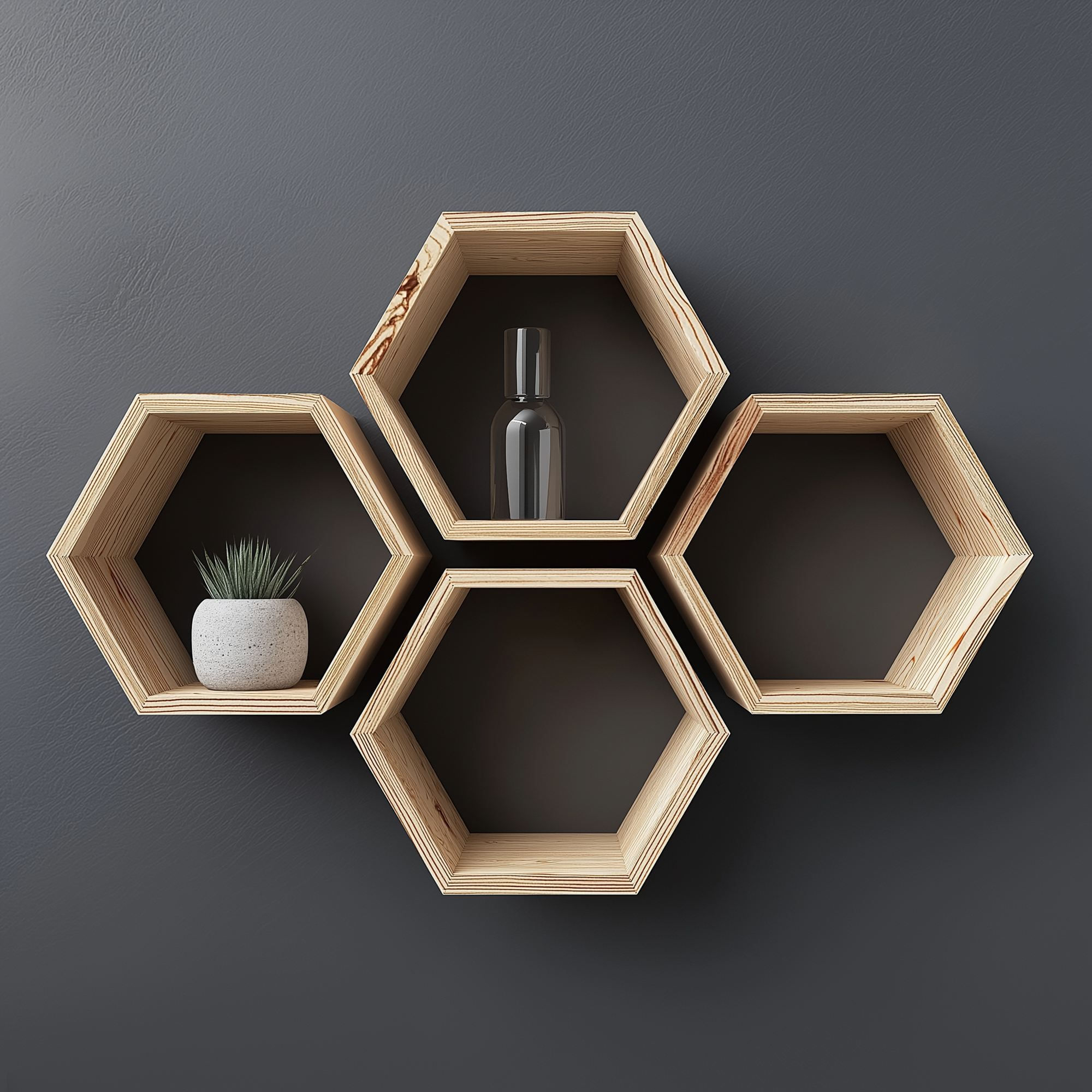 Raft decorativ de perete din lemn Raf322, 31 x 27 x 9 cm, lemn natur, lemn, design modern — imaginea 2