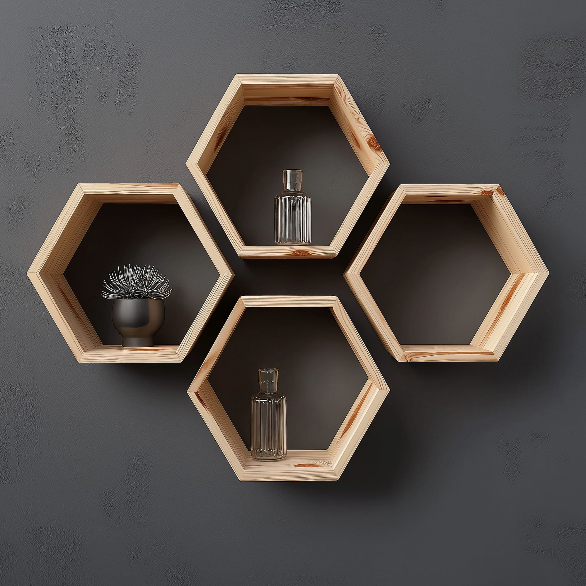 Raft decorativ de perete din lemn Raf322, 31 x 27 x 9 cm, lemn natur, lemn, design modern — imaginea 3