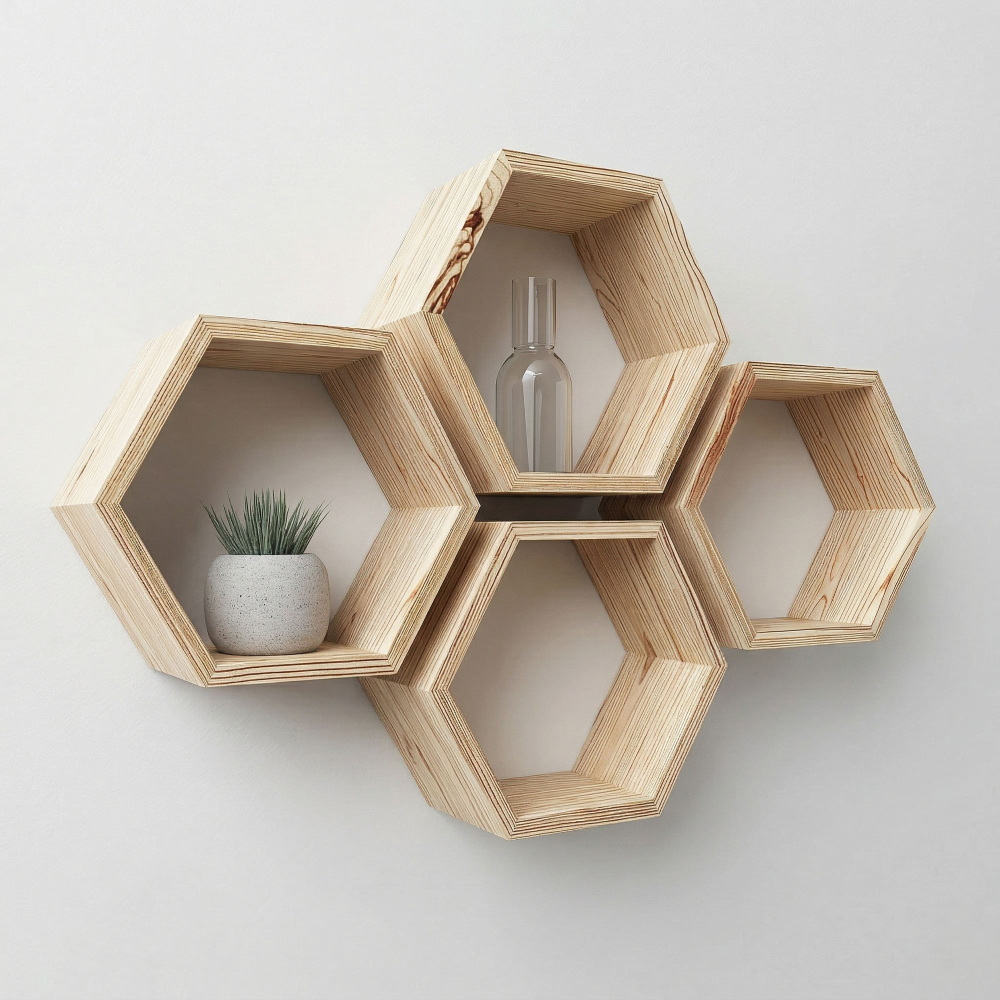 Raft decorativ de perete din lemn Raf322, 31 x 27 x 9 cm, lemn natur, lemn, design modern — imaginea 4
