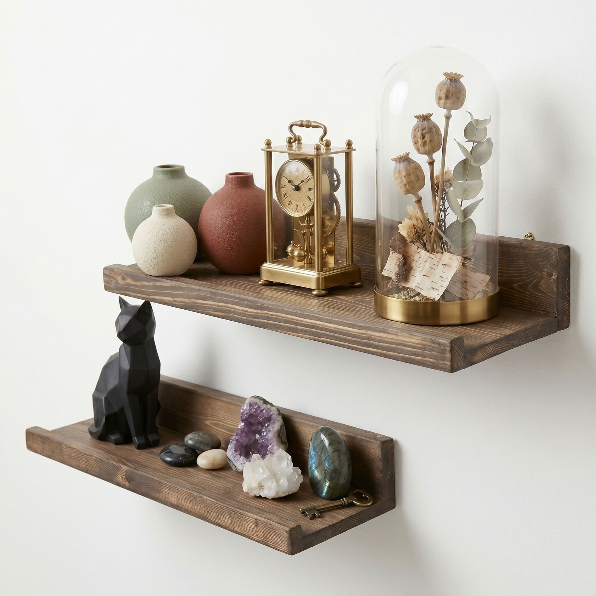 Raft decorativ de perete din lemn Raf308, 60 x 7 x 14 cm, lemn natur, lemn, design modern — imaginea 2