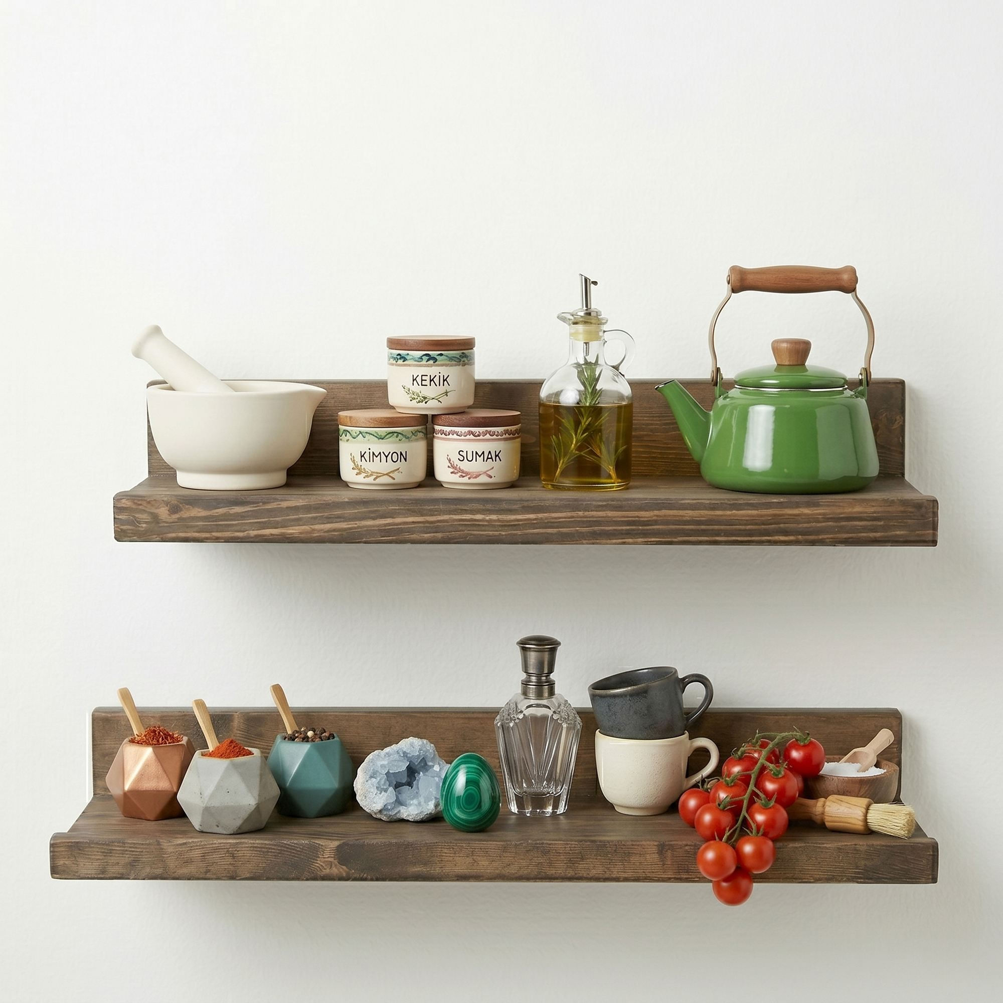 Raft decorativ de perete din lemn Raf308, 60 x 7 x 14 cm, lemn natur, lemn, design modern — imaginea 3