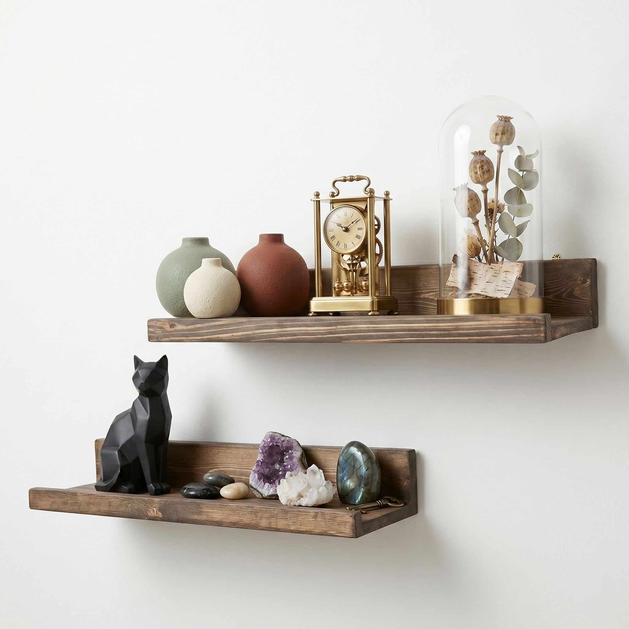 Raft decorativ de perete din lemn Raf308, 60 x 7 x 14 cm, lemn natur, lemn, design modern — imaginea 6