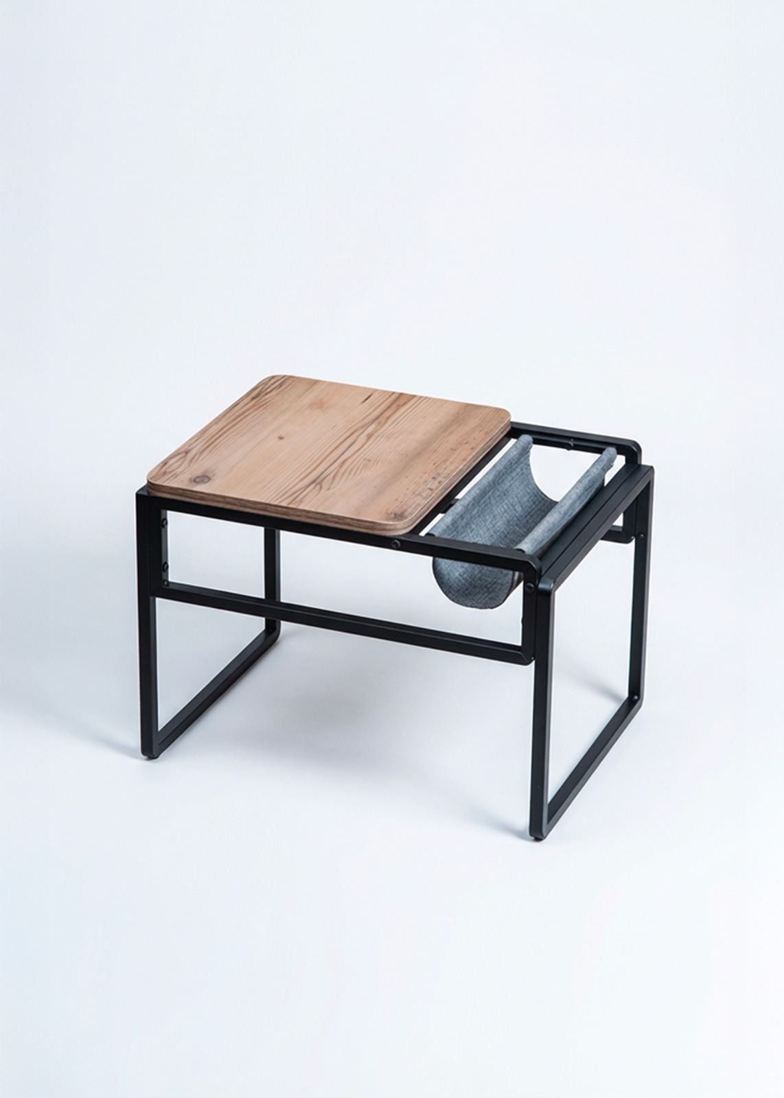 Masuta laterala Brut, negru, 40 x 64 x 45 cm, pin atlantic negru, PAL melaminat — imaginea 3