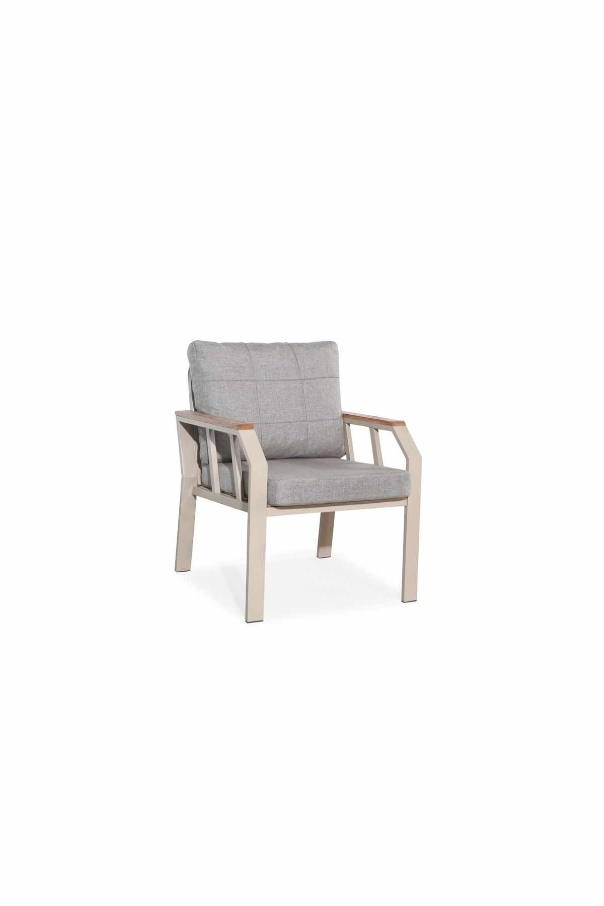 Set lounge gradina Nergiz 3+1+1 - Milky maro, 200 x 78 x 58 cm, metal, milky maro — imaginea 3