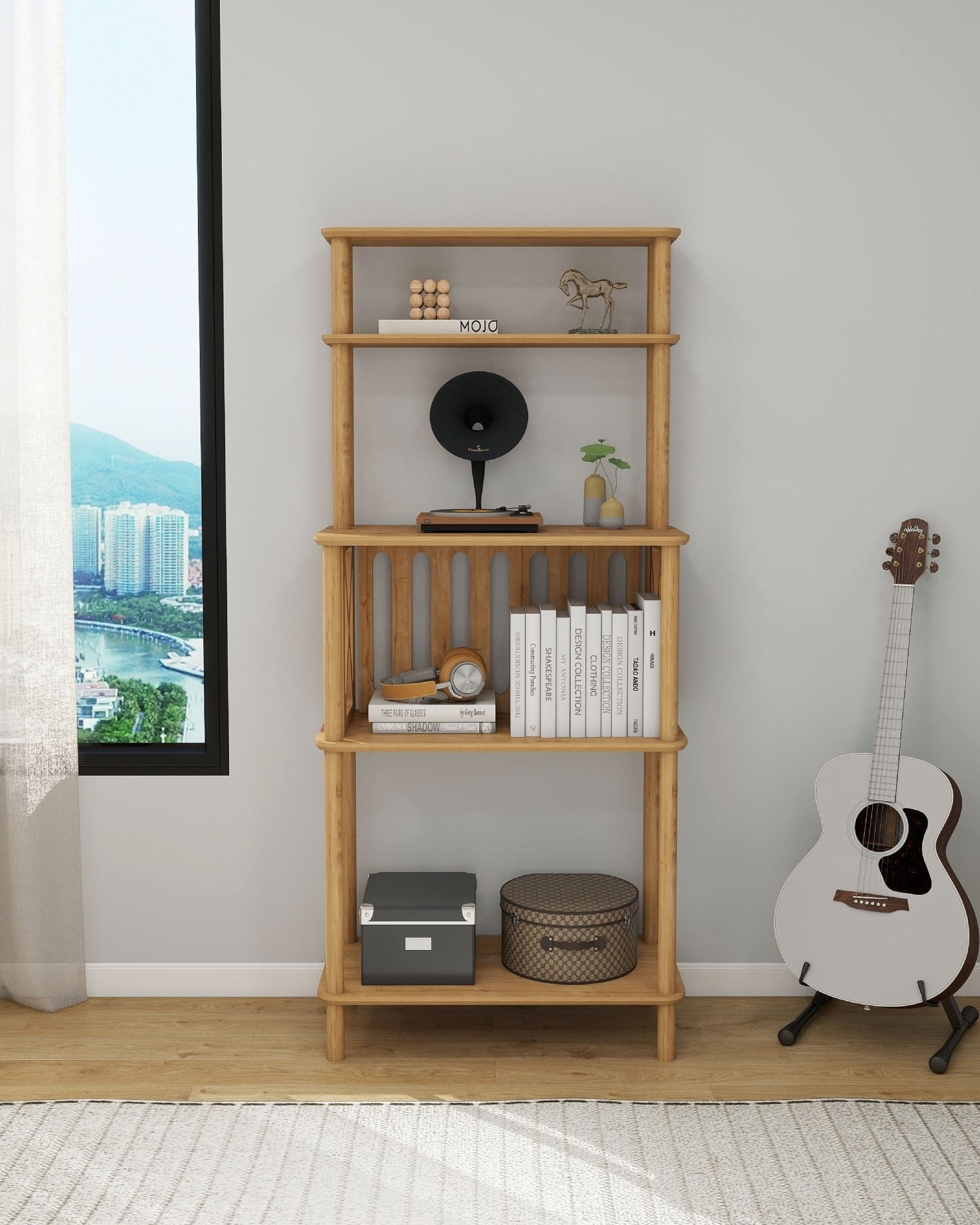 Raft multifunctional Vetona Cafona, 73 x 174 x 39 cm, stejar, MDF, capacitate 15 kg — imaginea 3