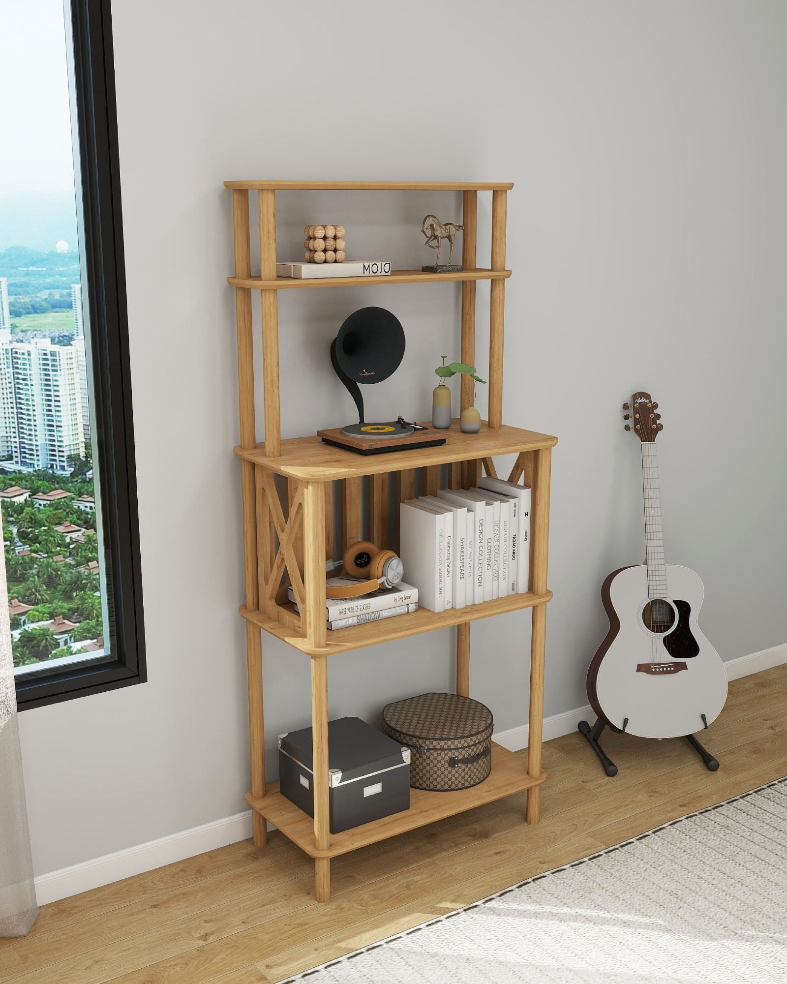 Raft multifunctional Vetona Cafona, 73 x 174 x 39 cm, stejar, MDF, capacitate 15 kg — imaginea 4