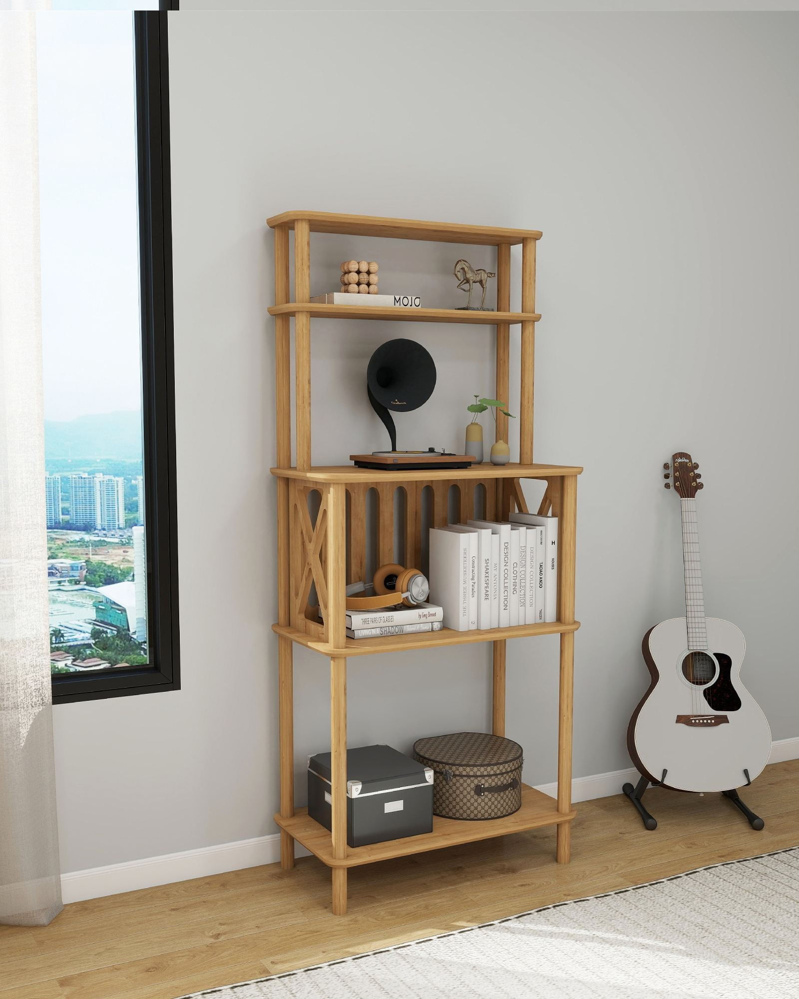 Raft multifunctional Vetona Cafona, 73 x 174 x 39 cm, stejar, MDF, capacitate 15 kg — imaginea 5