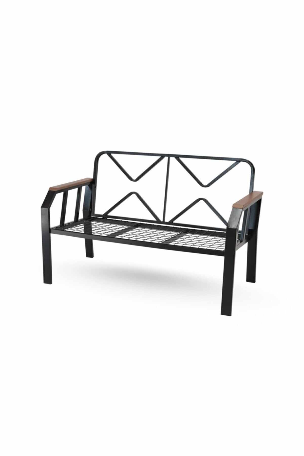 Set lounge gradina Nergiz 2+1+1 - Dogtooth, 120 x 78 x 58 cm, metal, negru / alb — imaginea 2
