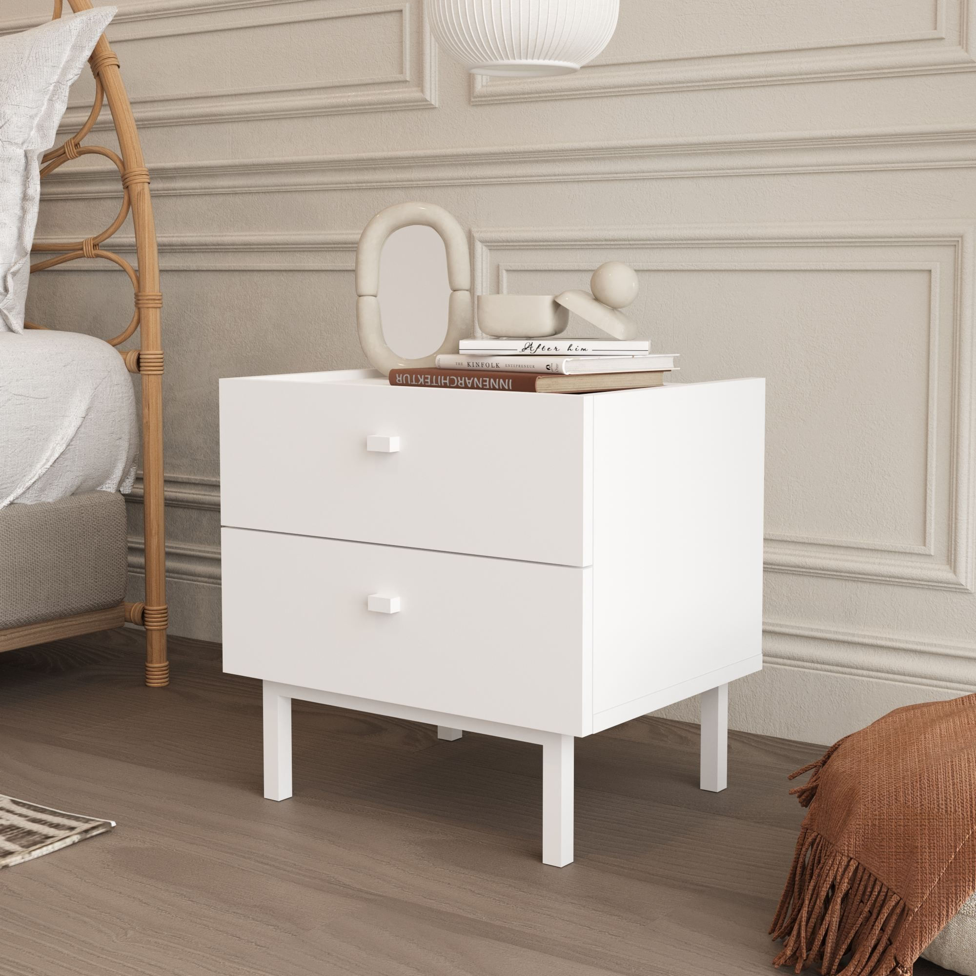 Noptiera Luke - LK1-W, 47,9 x 47 x 36,8 cm, alb, PAL melaminat — imaginea 5