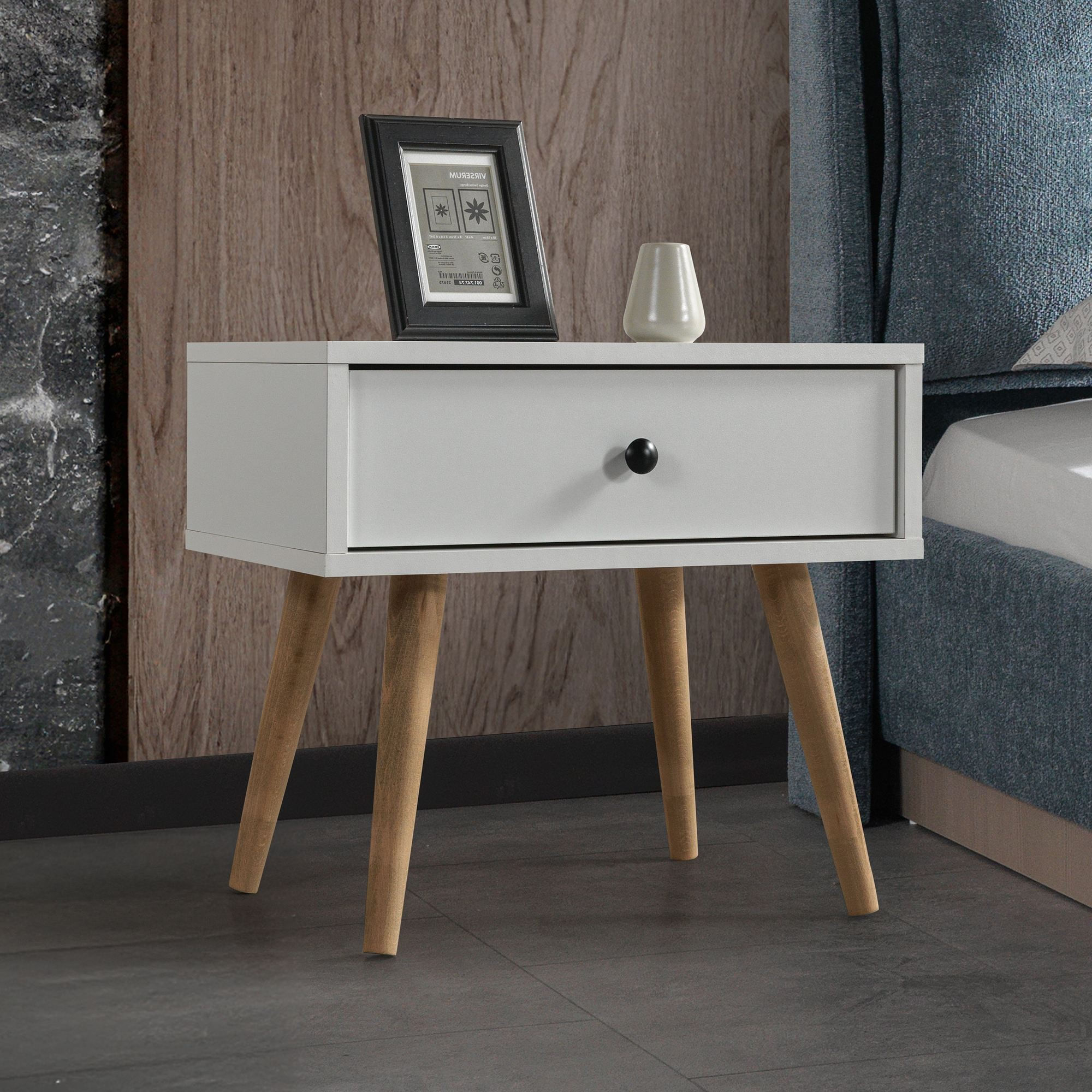 Noptiera Vita 5101, 55 x 49 x 55 cm, alb, PAL melaminat — imaginea 4