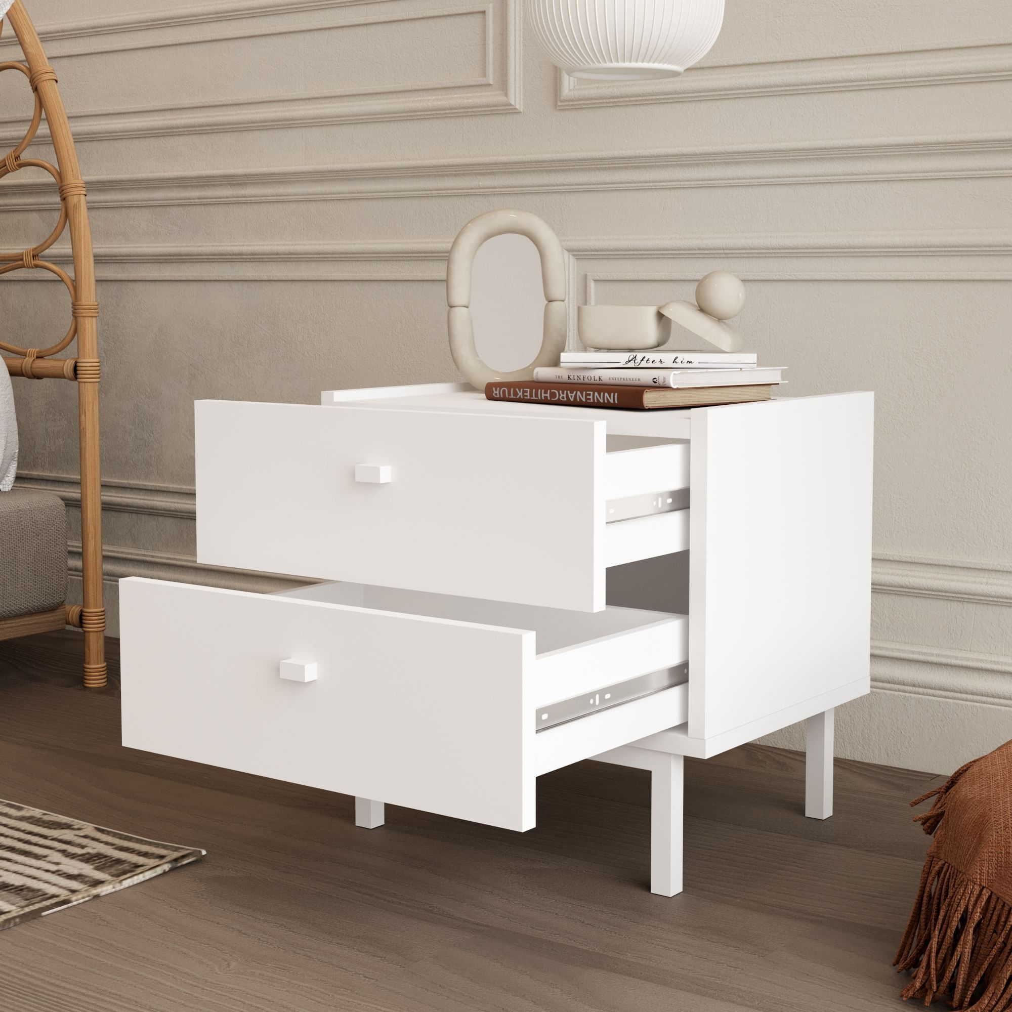 Noptiera Luke - LK1-W, 47,9 x 47 x 36,8 cm, alb, PAL melaminat — imaginea 7