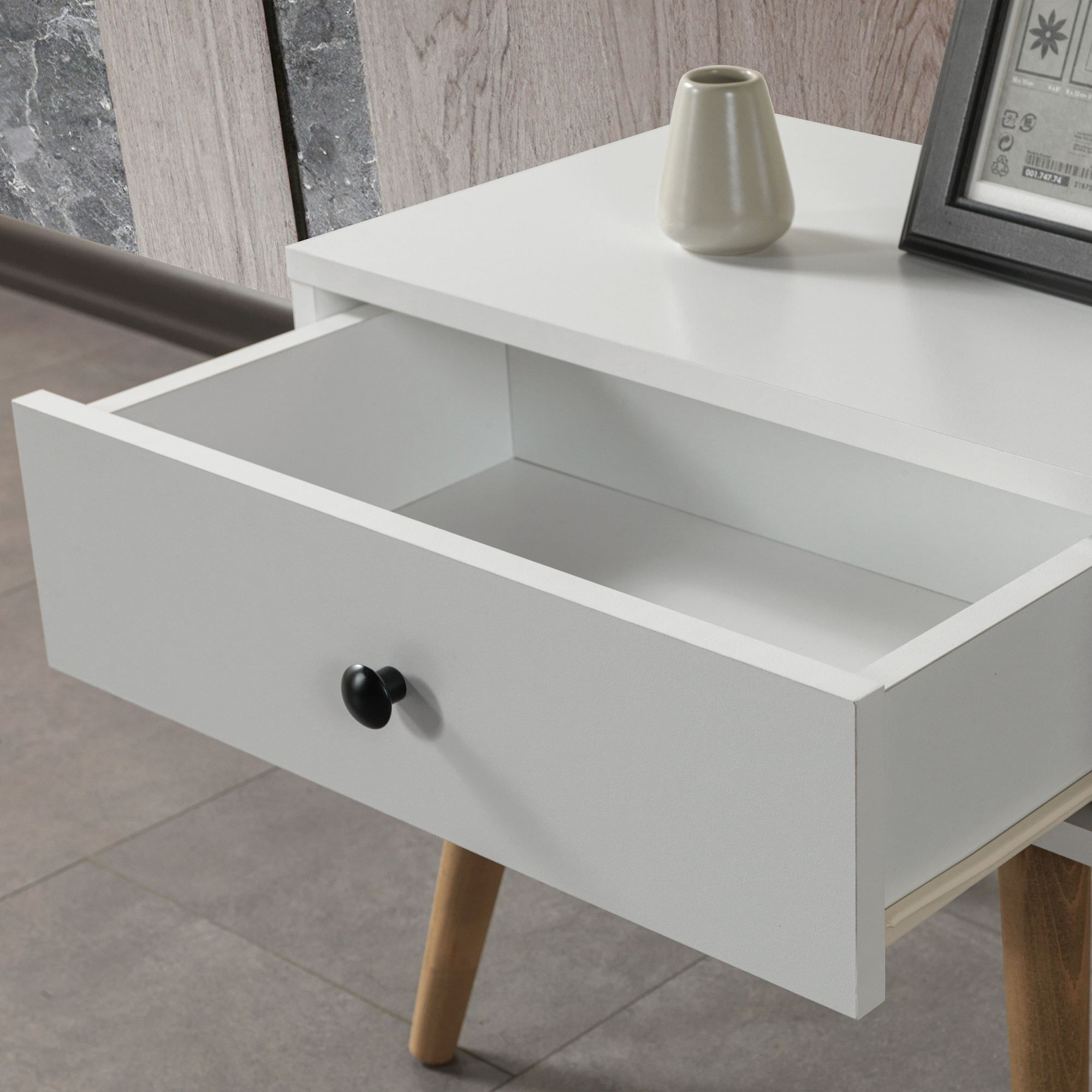 Noptiera Vita 5101, 55 x 49 x 55 cm, alb, PAL melaminat — imaginea 6