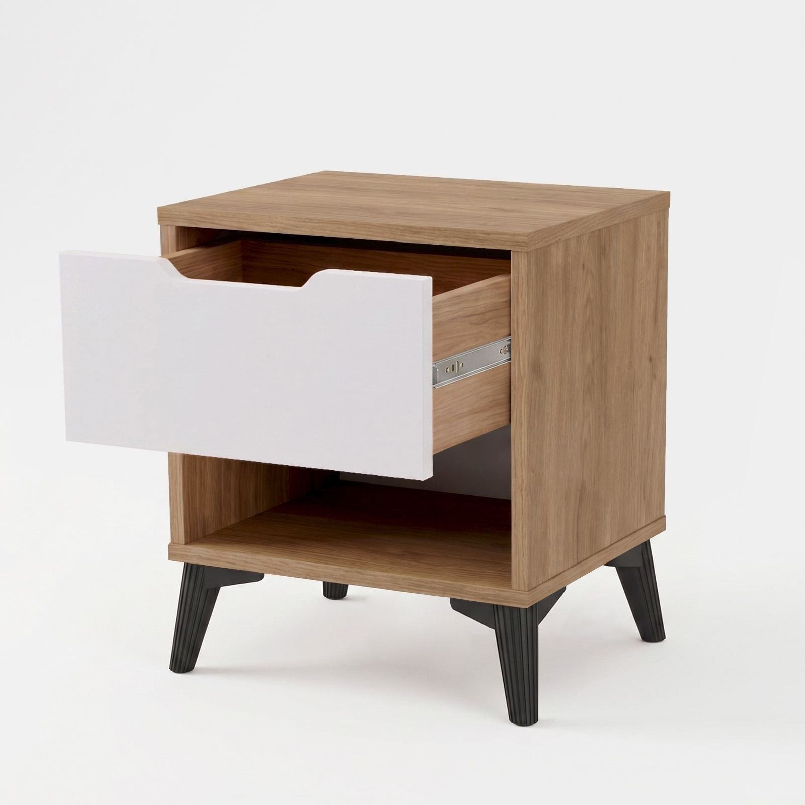 Noptiera Vel3-Sw, 44 x 52,2 x 34,4 cm, stejar alb, PAL melaminat — imaginea 7