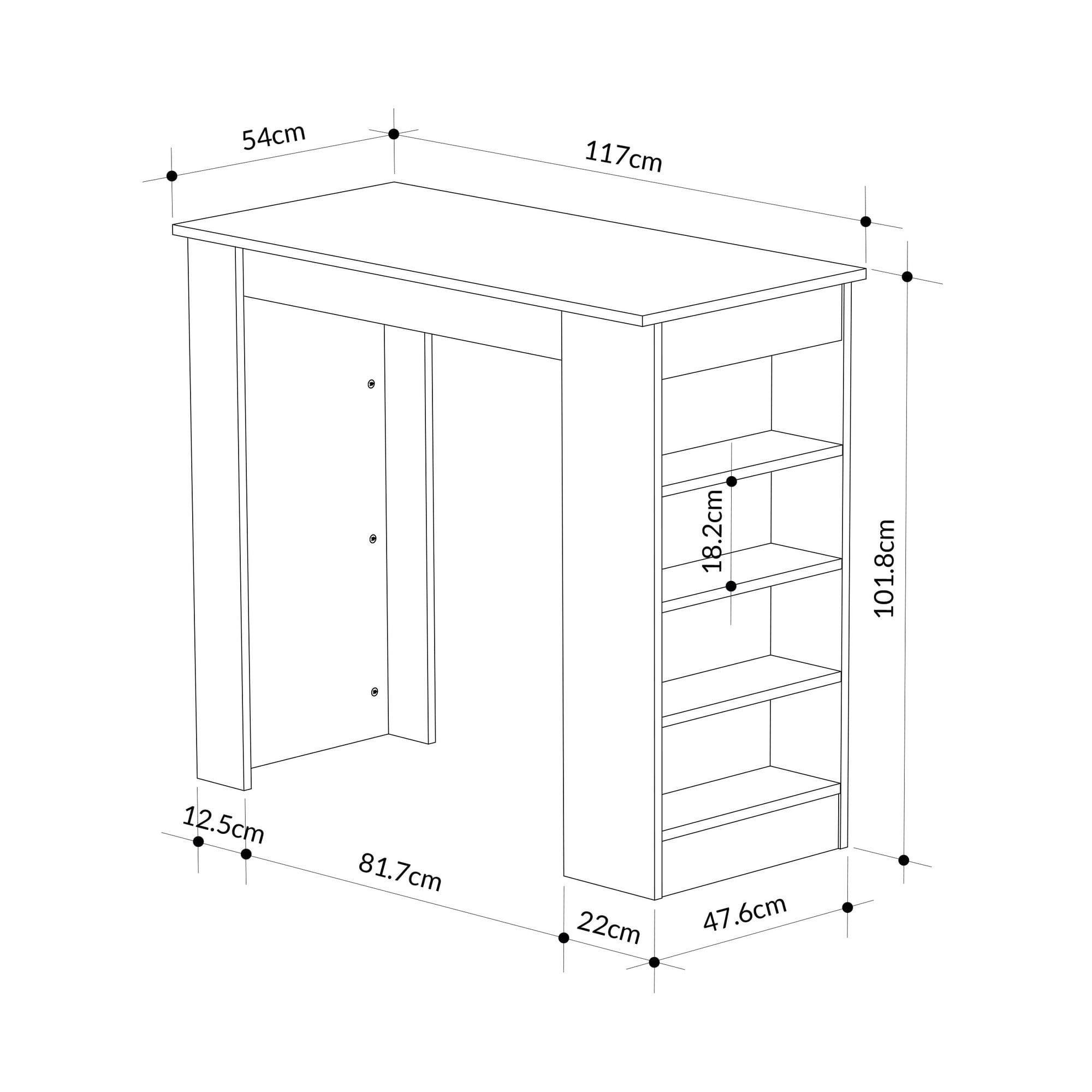 Masa Swallow, 117 x 102 x 54 cm, bendir alb, PAL melaminat, fixare pe perete, capacitate 80 kg — imaginea 2