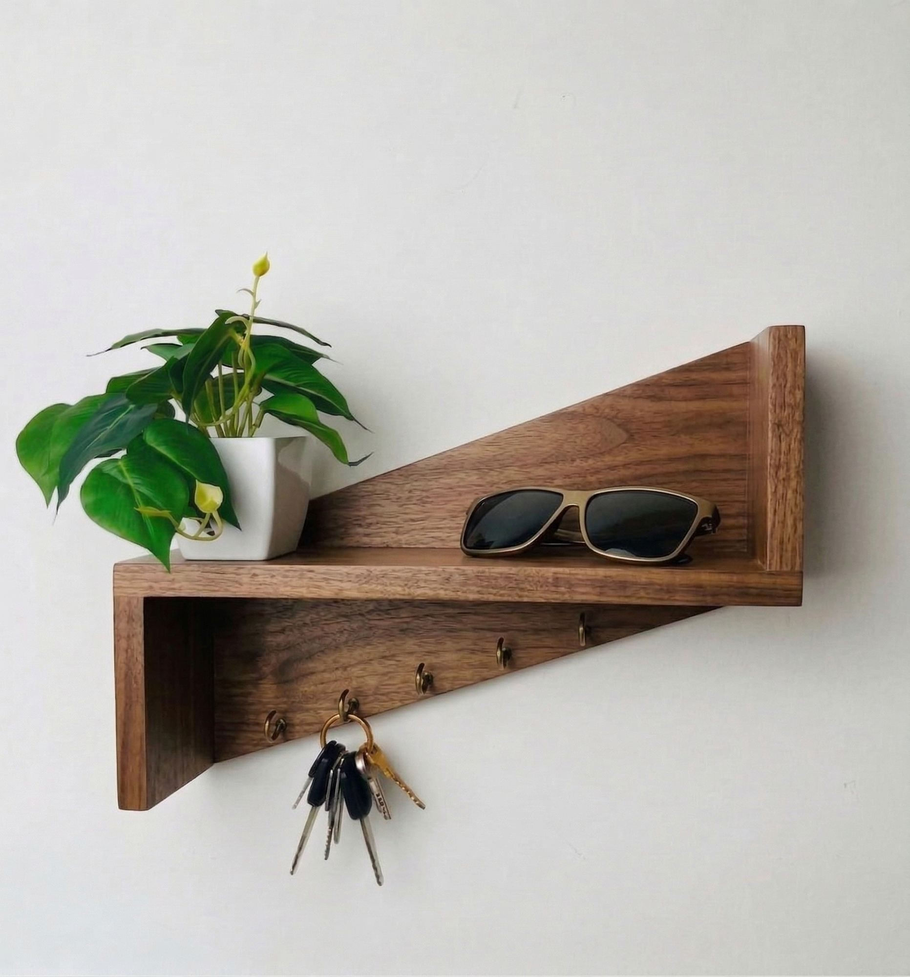 Raft decorativ de perete din lemn R-Raf323, 40 x 30 x 7 cm, lemn natur, lemn, design modern — imaginea 2