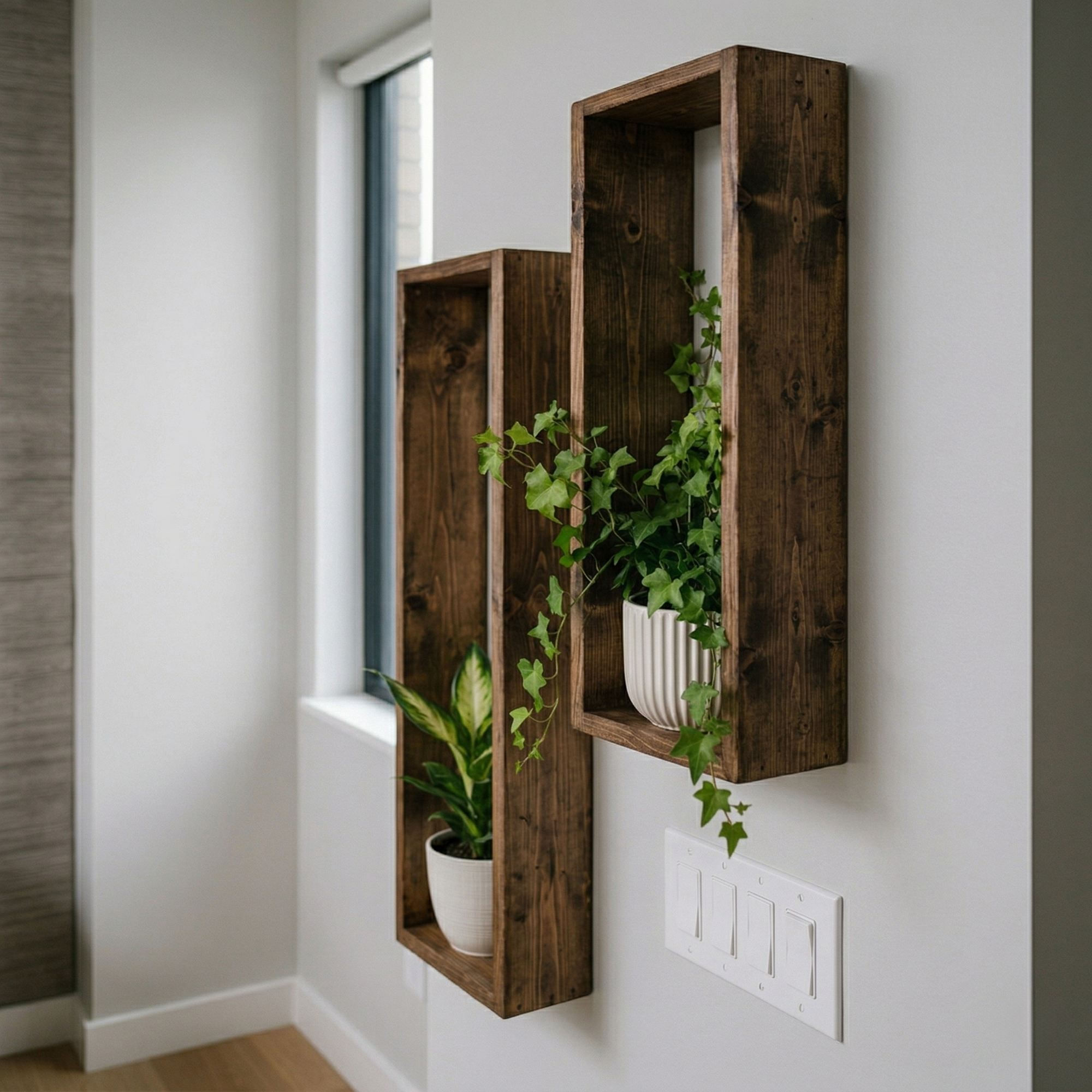 Raft decorativ de perete din lemn R-Raf320, 15 x 40 x 7 cm, lemn natur, lemn, design modern — imaginea 3