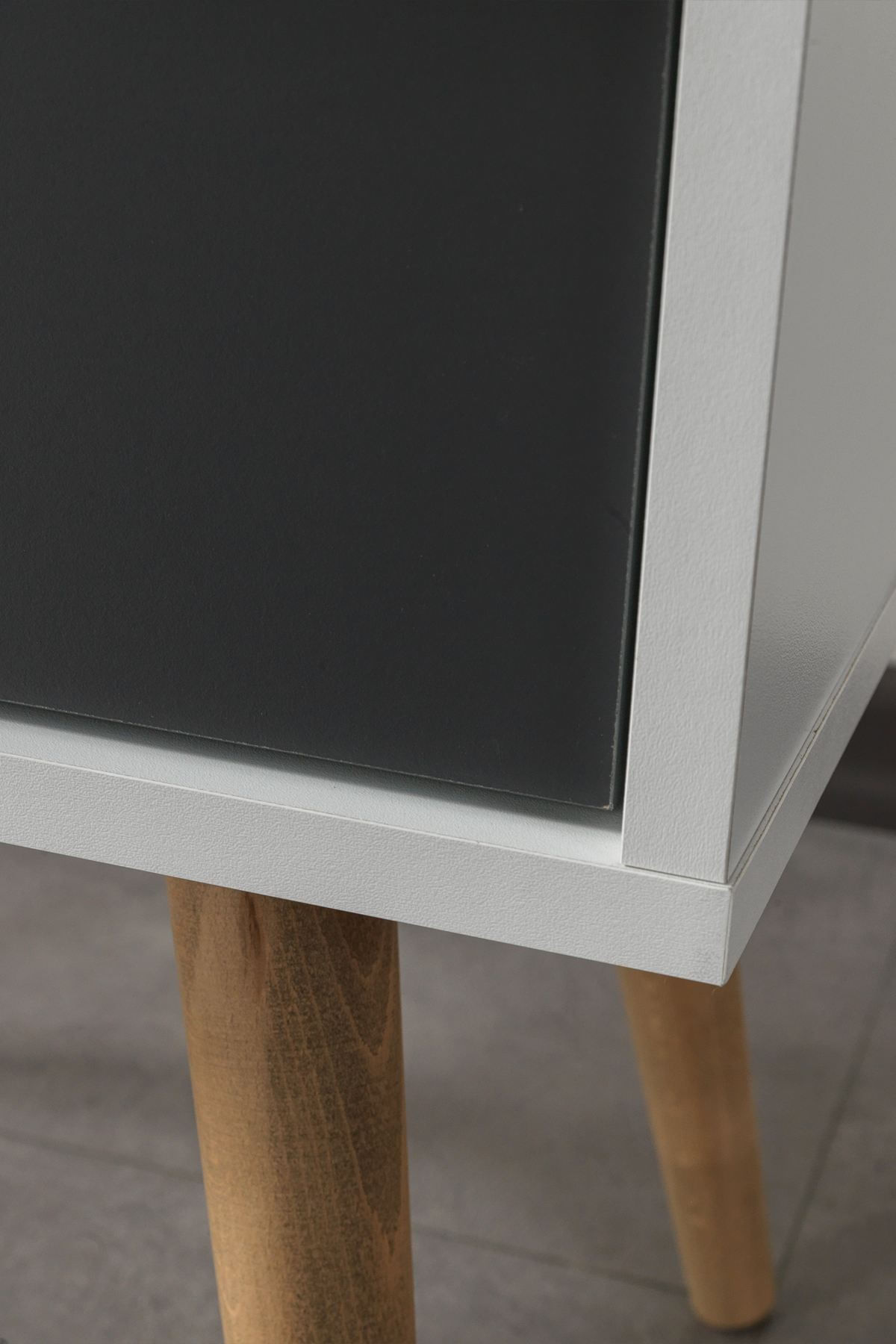 Noptiera Vita 5102, 55 x 49 x 55 cm, alb antracit, PAL melaminat — imaginea 2