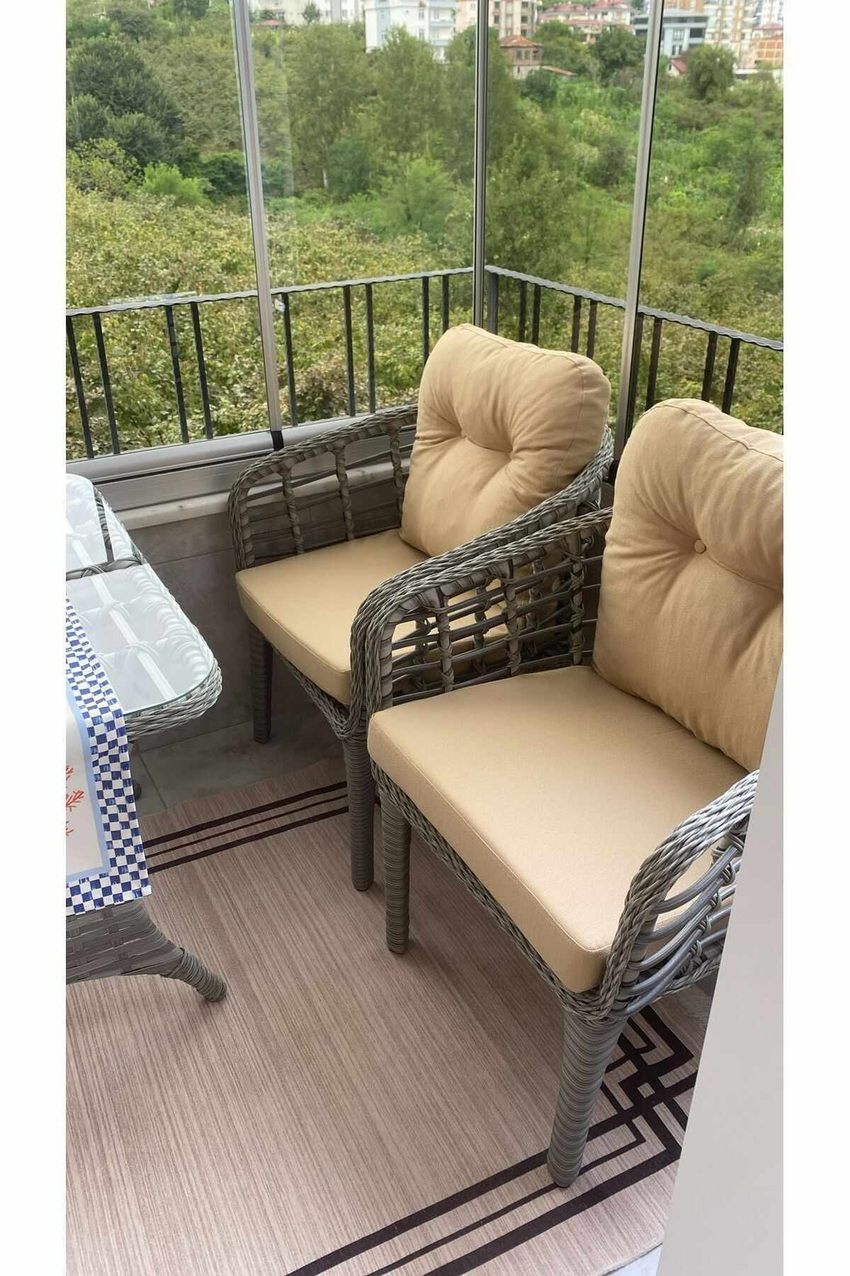Set lounge gradina Manolya - Beige, gri, 120 x 78 x 56 cm, bej / gri — imaginea 3